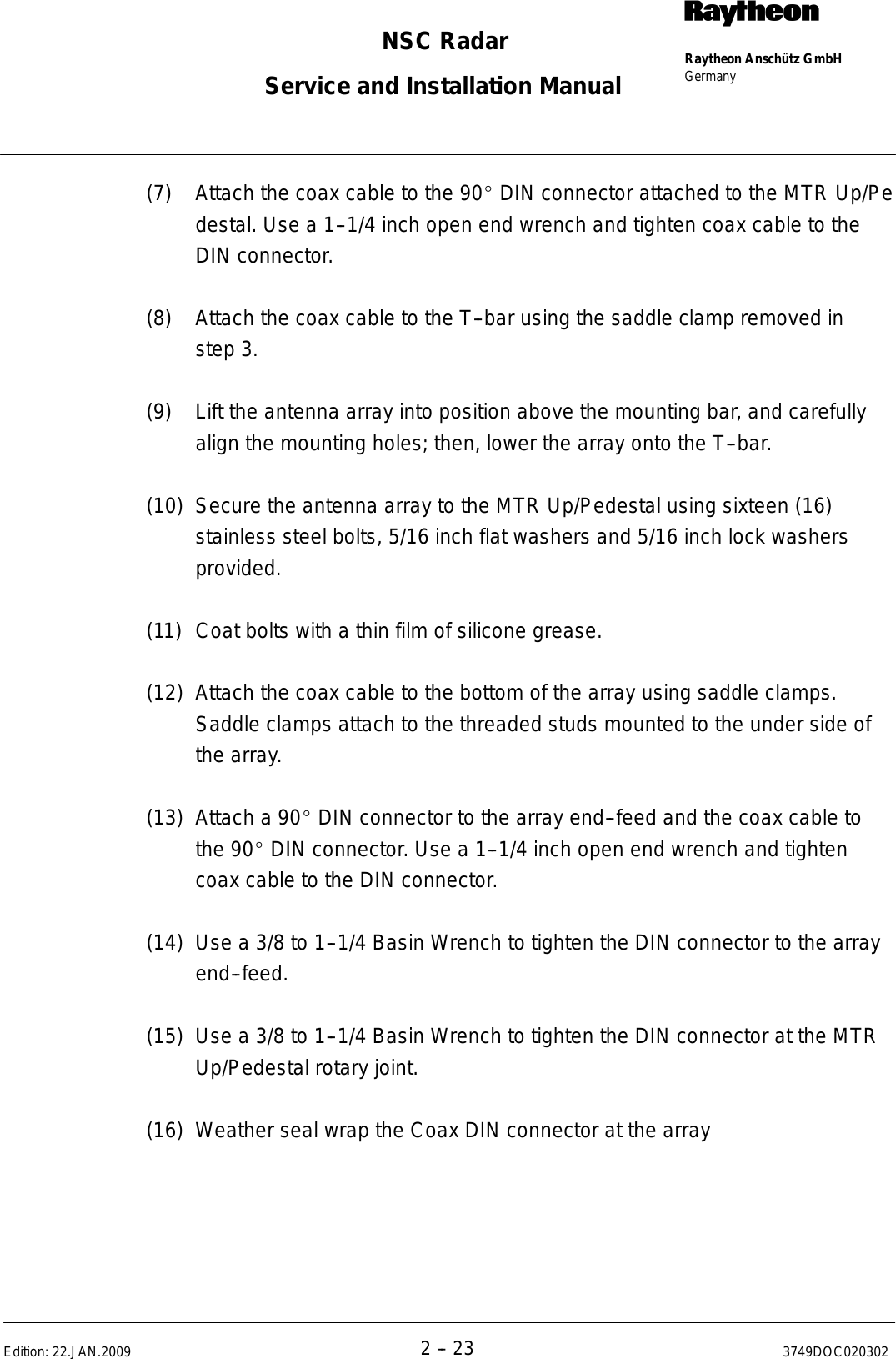 Page 55 of Raytheon Anschuetz High Seas 9RAN-SUR-25U Marine Radar User Manual Titel