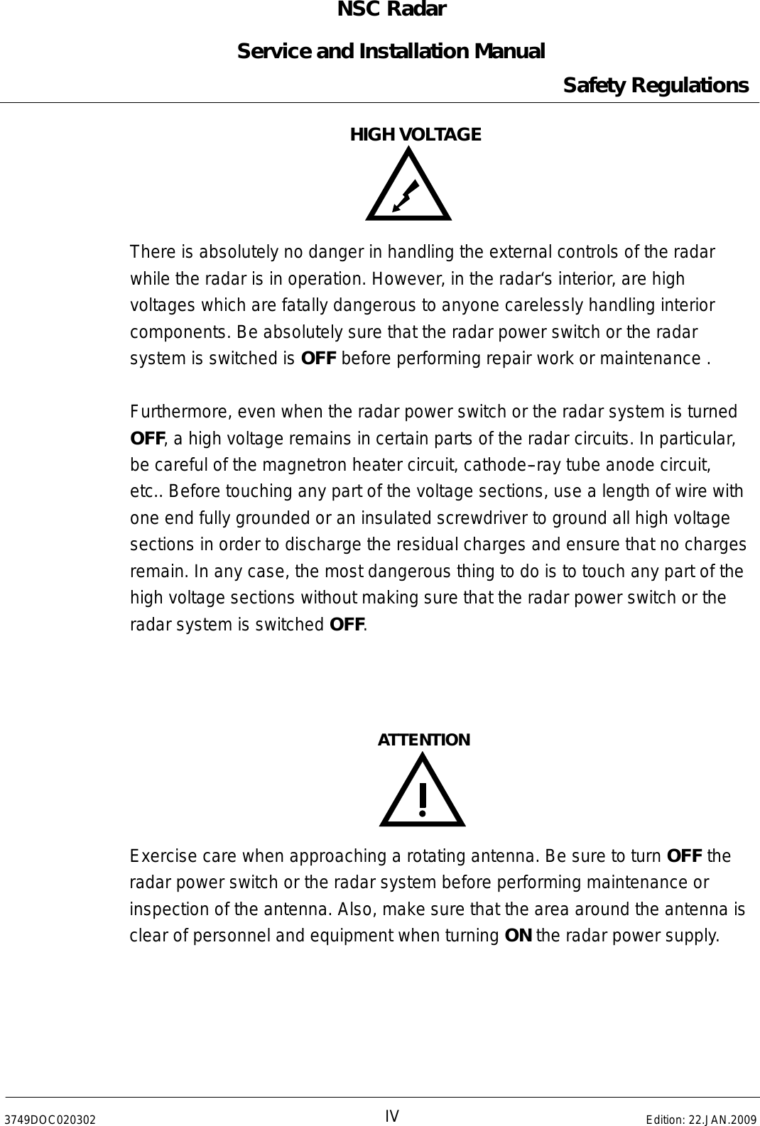 Page 6 of Raytheon Anschuetz High Seas 9RAN-SUR-25U Marine Radar User Manual Titel