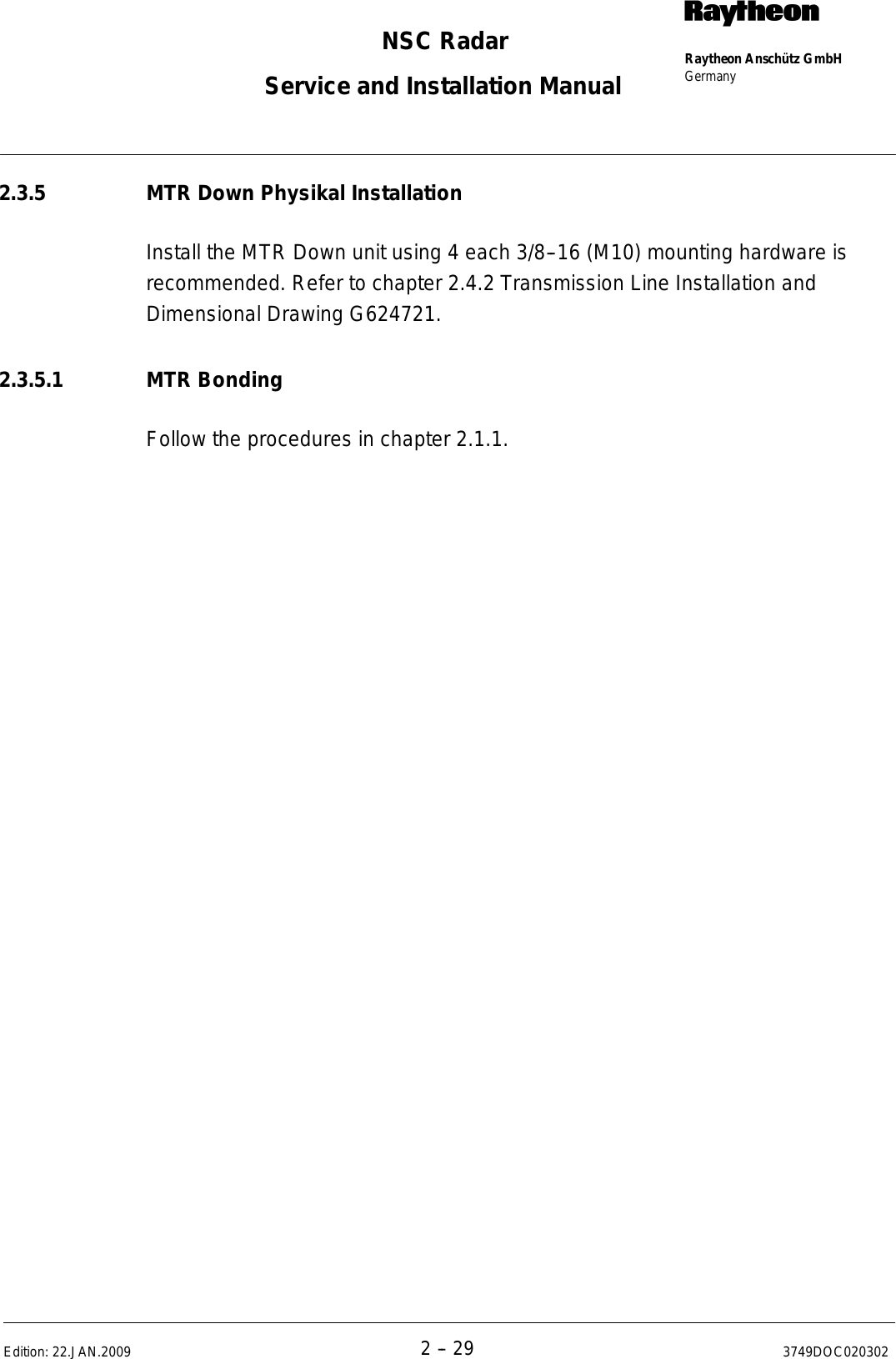 Page 61 of Raytheon Anschuetz High Seas 9RAN-SUR-25U Marine Radar User Manual Titel