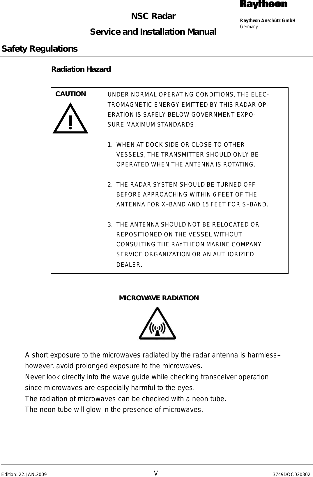 Page 7 of Raytheon Anschuetz High Seas 9RAN-SUR-25U Marine Radar User Manual Titel