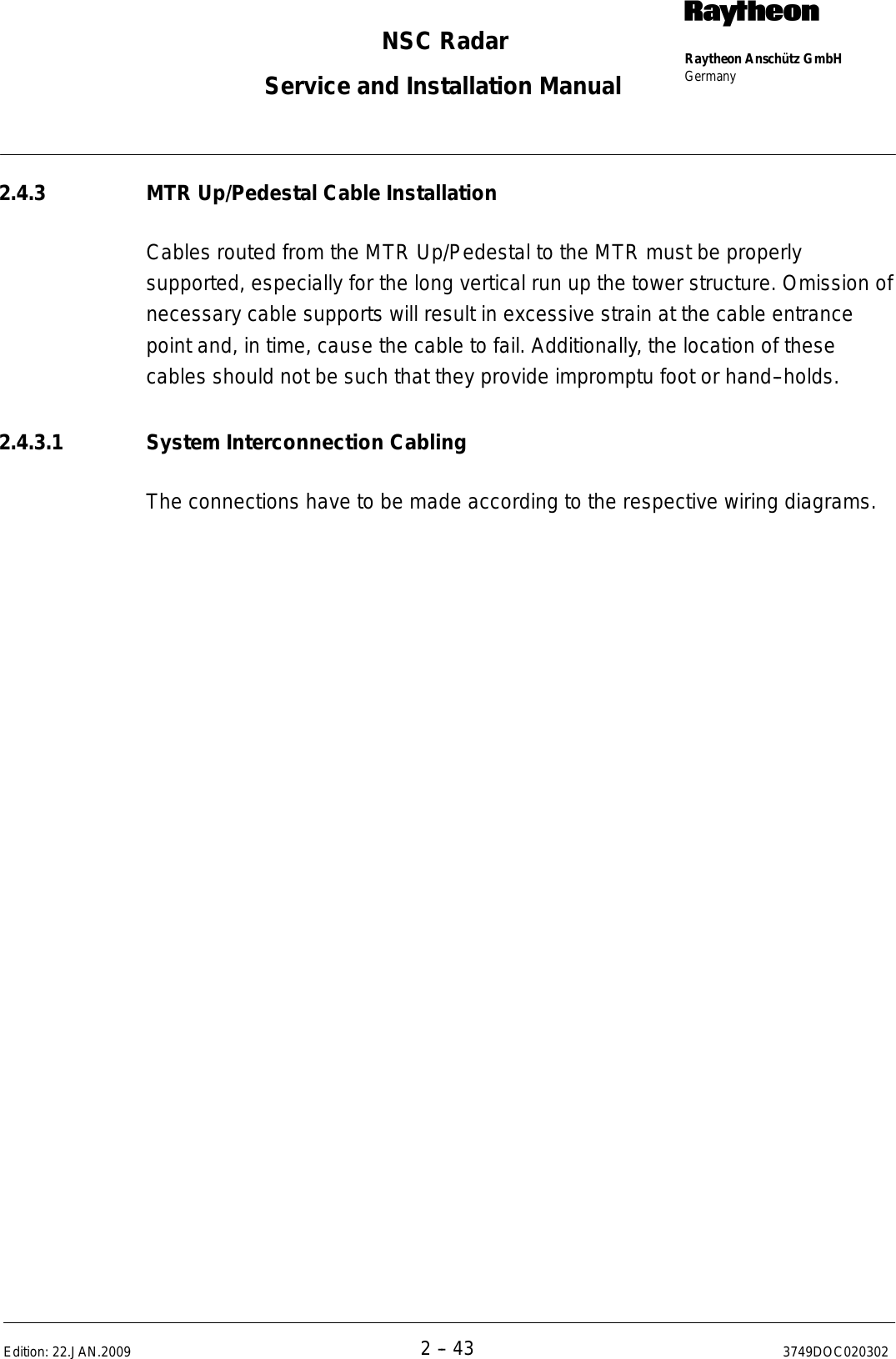 Page 75 of Raytheon Anschuetz High Seas 9RAN-SUR-25U Marine Radar User Manual Titel