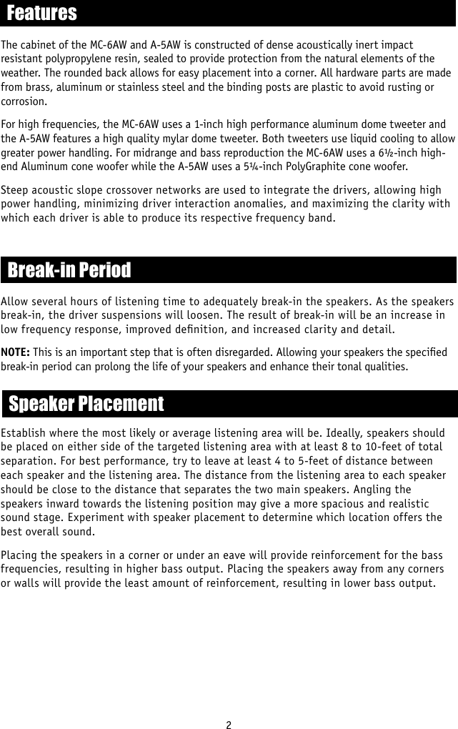 Page 3 of 8 - Rbh-Sound Rbh-Sound-Two-Way-Indoor-Outdoor-A-5Aw-Users-Manual-  Rbh-sound-two-way-indoor-outdoor-a-5aw-users-manual