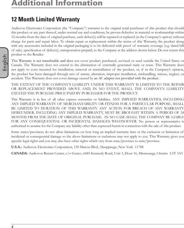 Page 4 of 8 - Rca Rca-Ant1500-Owner-S-Manual