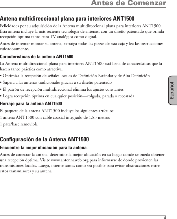 Page 5 of 8 - Rca Rca-Ant1500-Owner-S-Manual