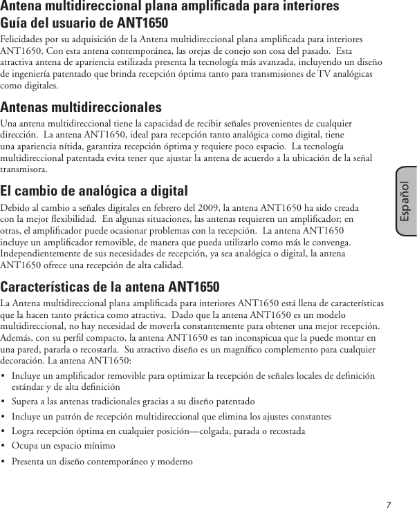 Page 7 of 12 - Rca Rca-Ant1650F-Users-Manual-  Rca-ant1650f-users-manual