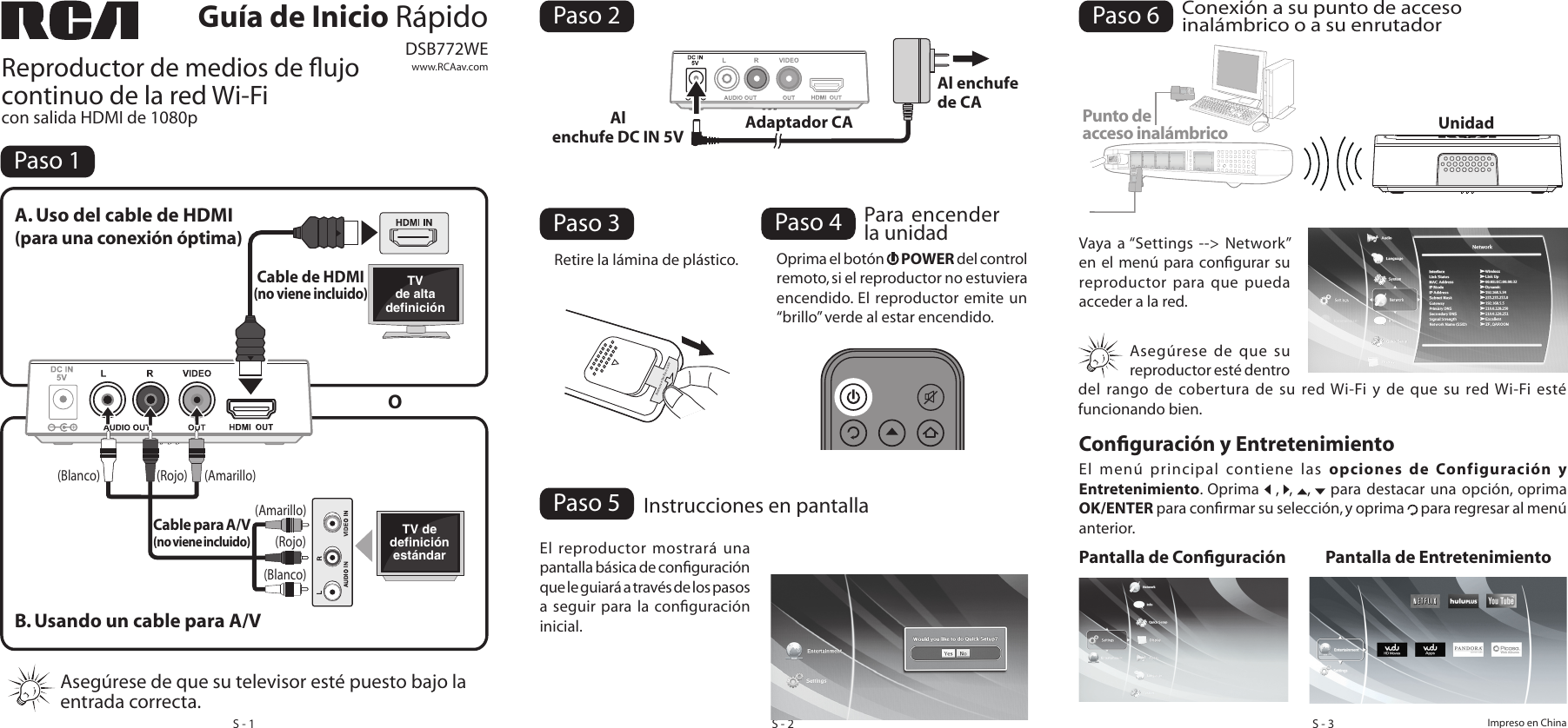 Page 2 of 2 - Rca Rca-Dsb772We-Quick-Start-Guide