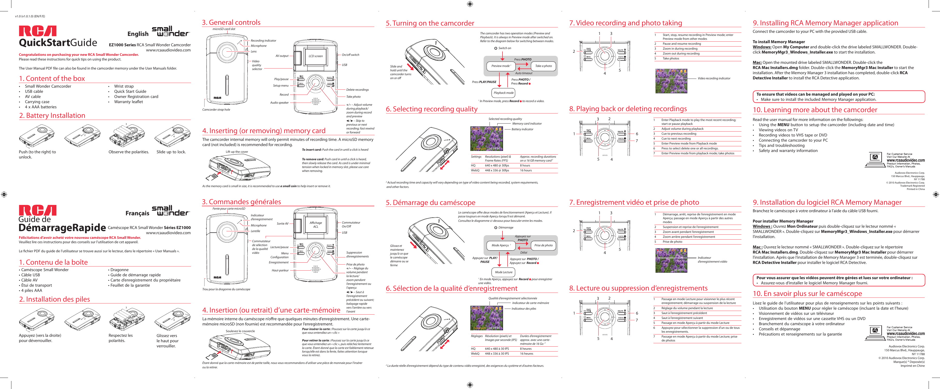 Page 1 of 1 - Rca Rca-Ez1000-Quick-Start-Guide EZ1000_QSG_EN_cF_E