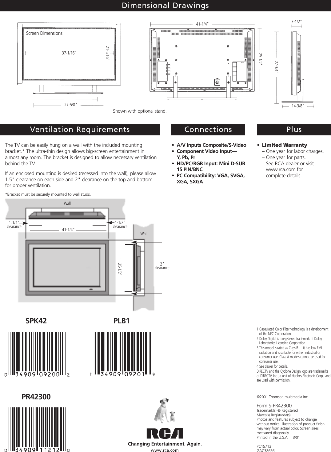 Page 4 of 4 - Rca Rca-Pr42300-Users-Manual- PR42300  Rca-pr42300-users-manual
