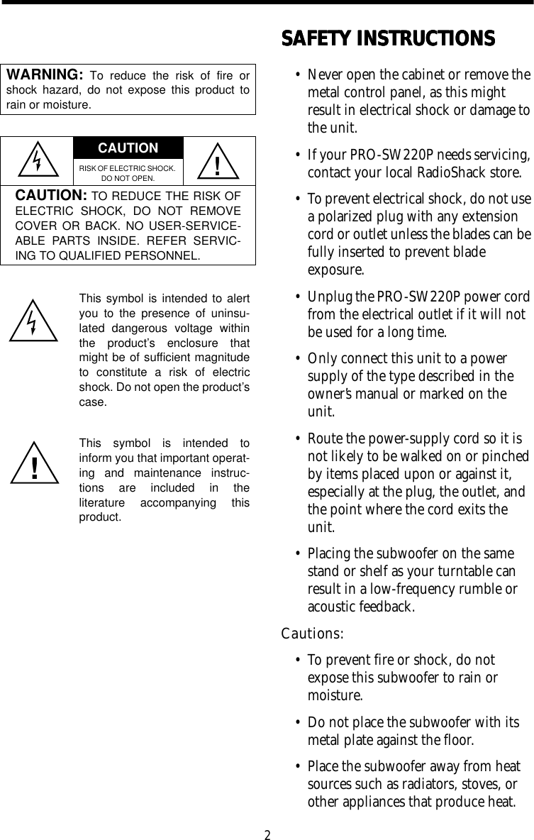 Page 2 of 8 - Rca Rca-Pro-Sw220P-Users-Manual-  Rca-pro-sw220p-users-manual