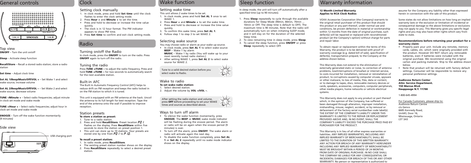 Rca Rc207 Users Manual Extract Pages