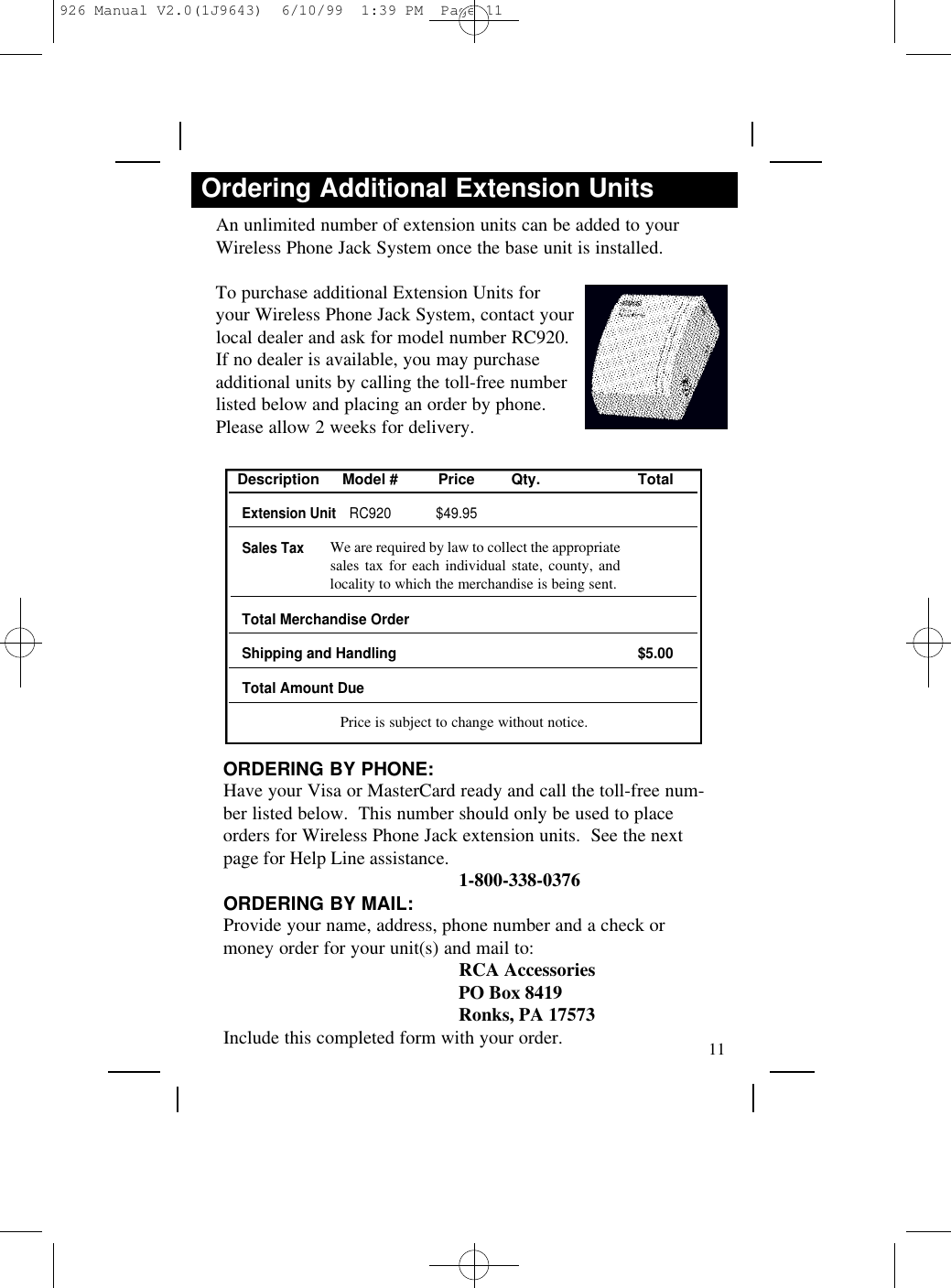 Page 11 of 12 - Rca Rca-Rc926-Users-Manual-  Rca-rc926-users-manual