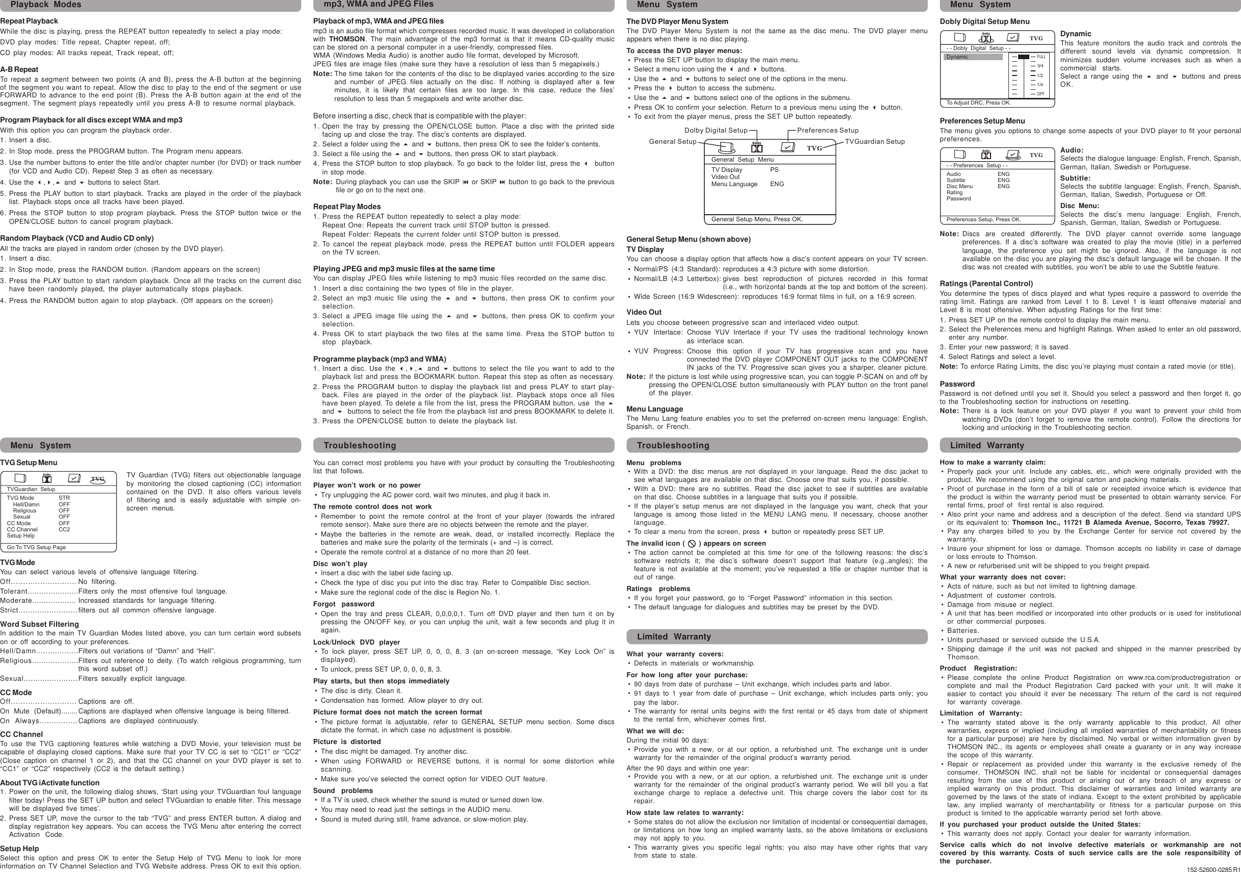 Page 2 of 2 - Rca Rca-Rca-Dvd-Player-Drc260-Users-Manual-  Rca-rca-dvd-player-drc260-users-manual