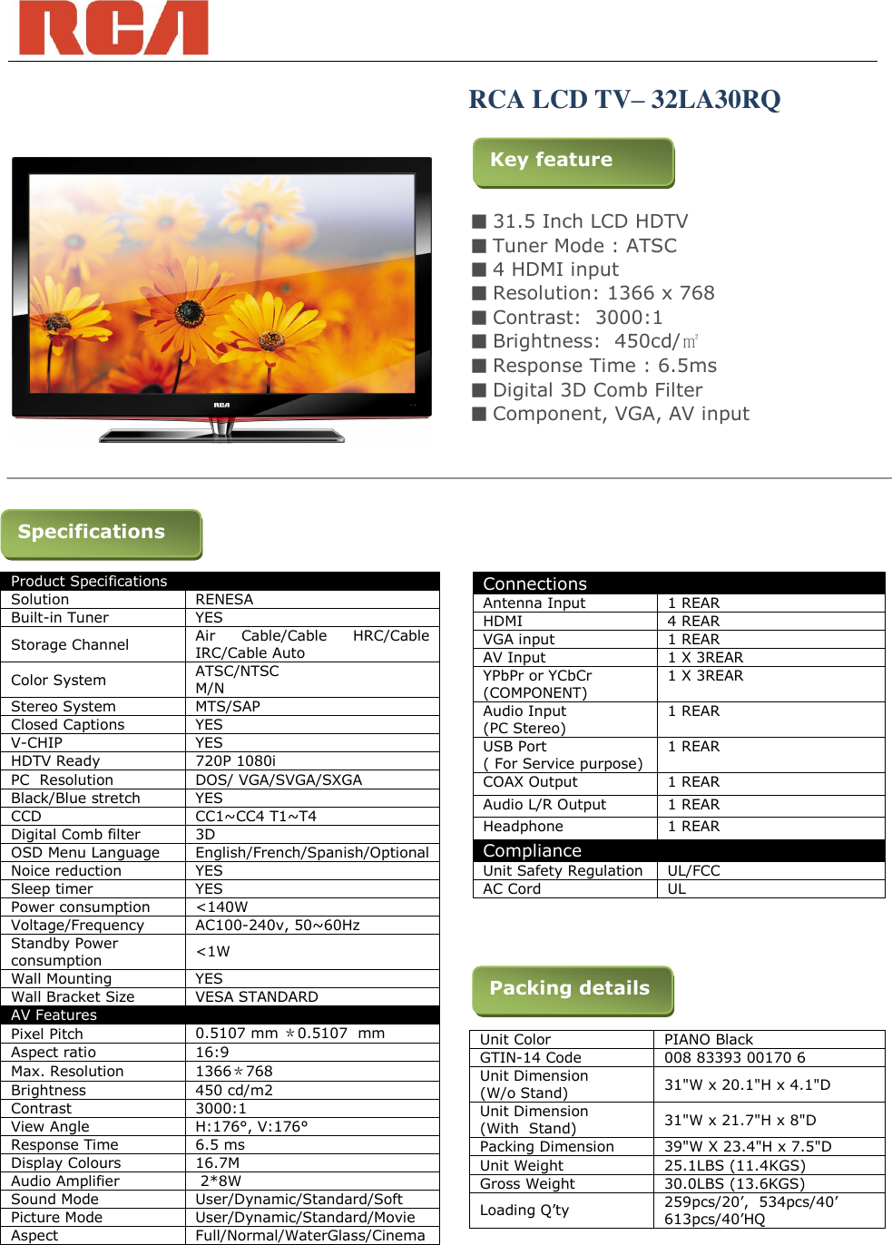 Page 2 of 2 - Rca Rca-Rca-Flat-Panel-Television-32La30Rq-Users-Manual- ONCORP  Rca-rca-flat-panel-television-32la30rq-users-manual