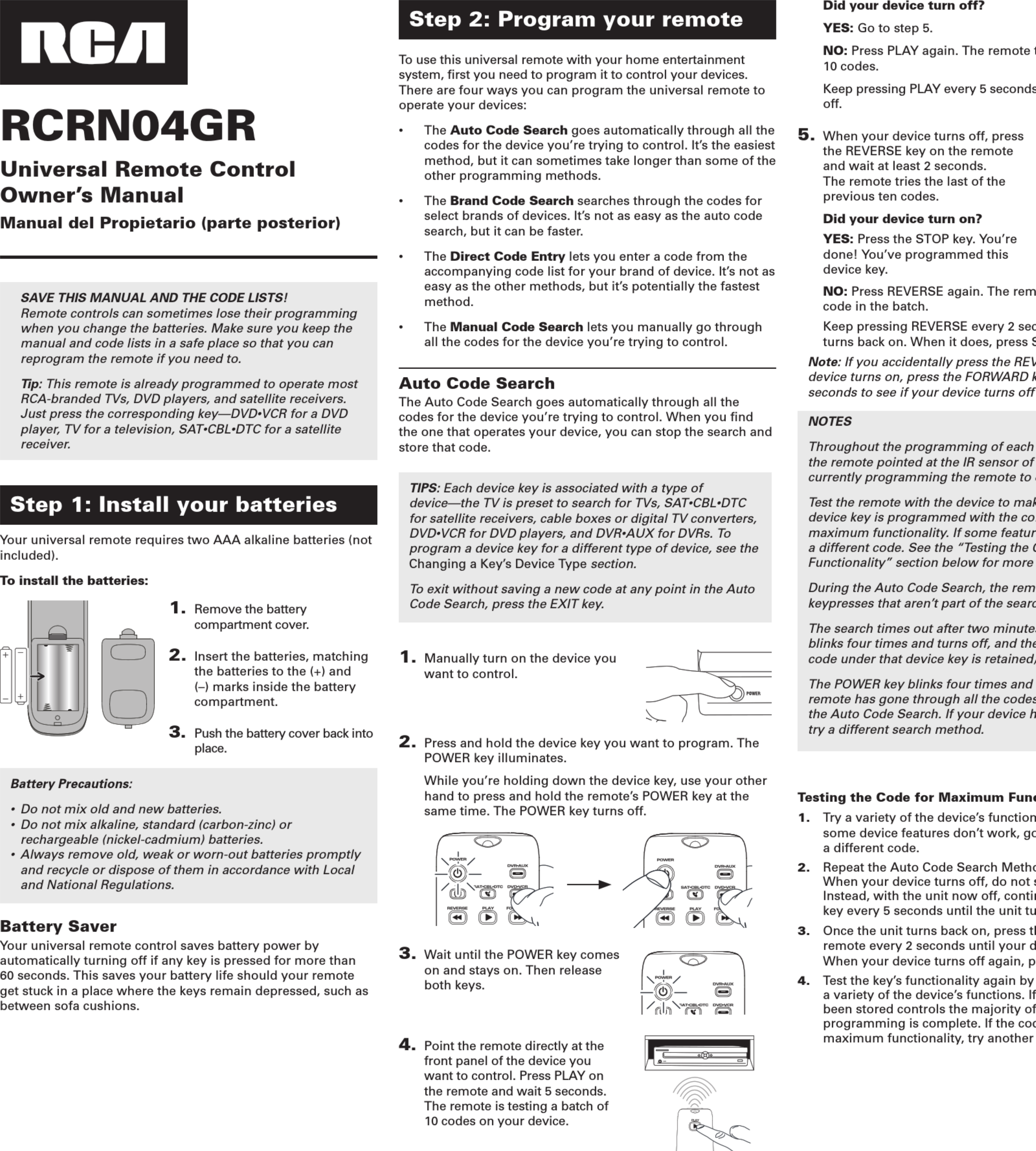 Page 1 of 2 - Rca Rca-Rcrn04Gr-Owners-Manual-1003356 User Manual