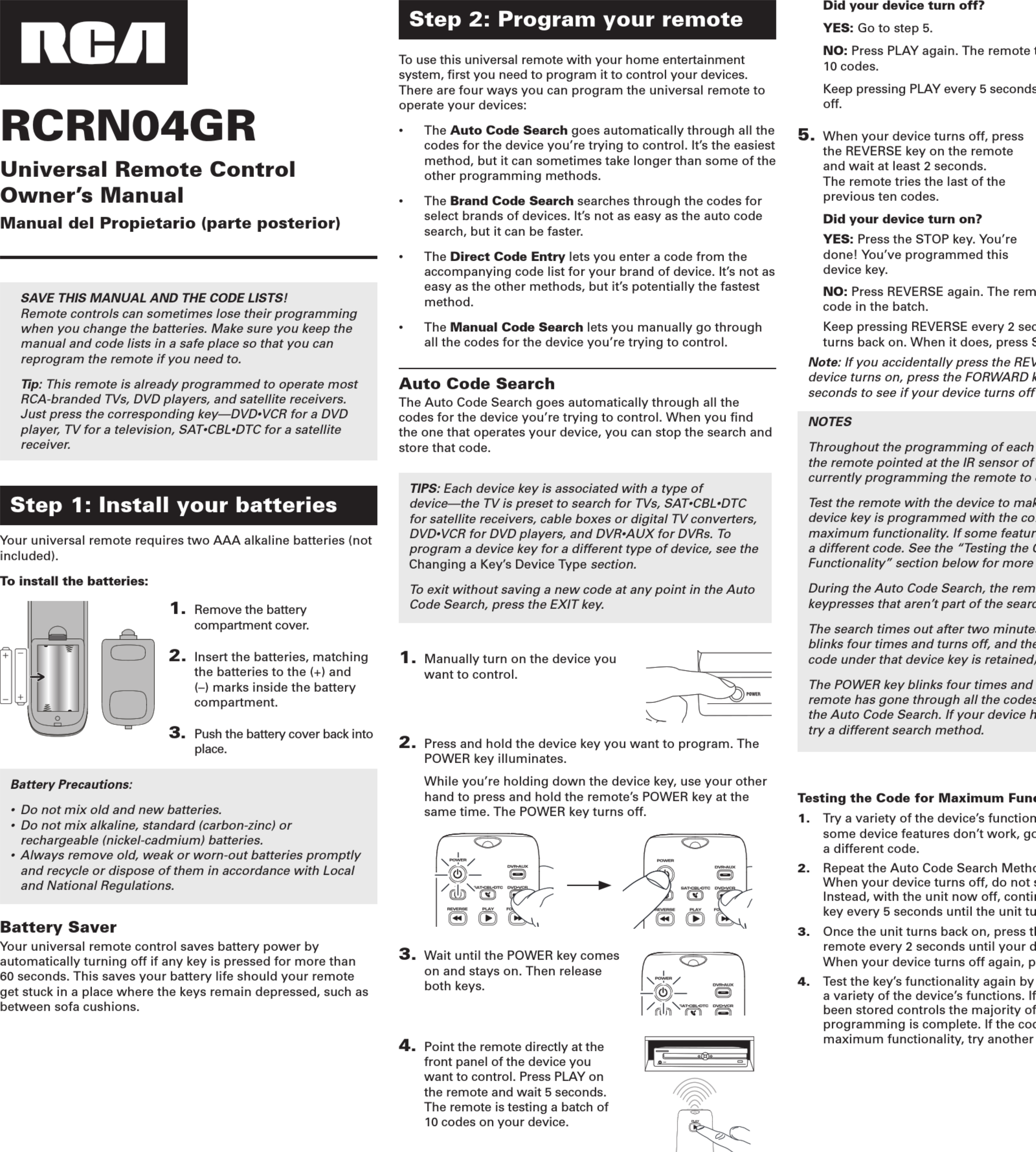 Rca Rcrn04Gr Owners Manual 1003356 User