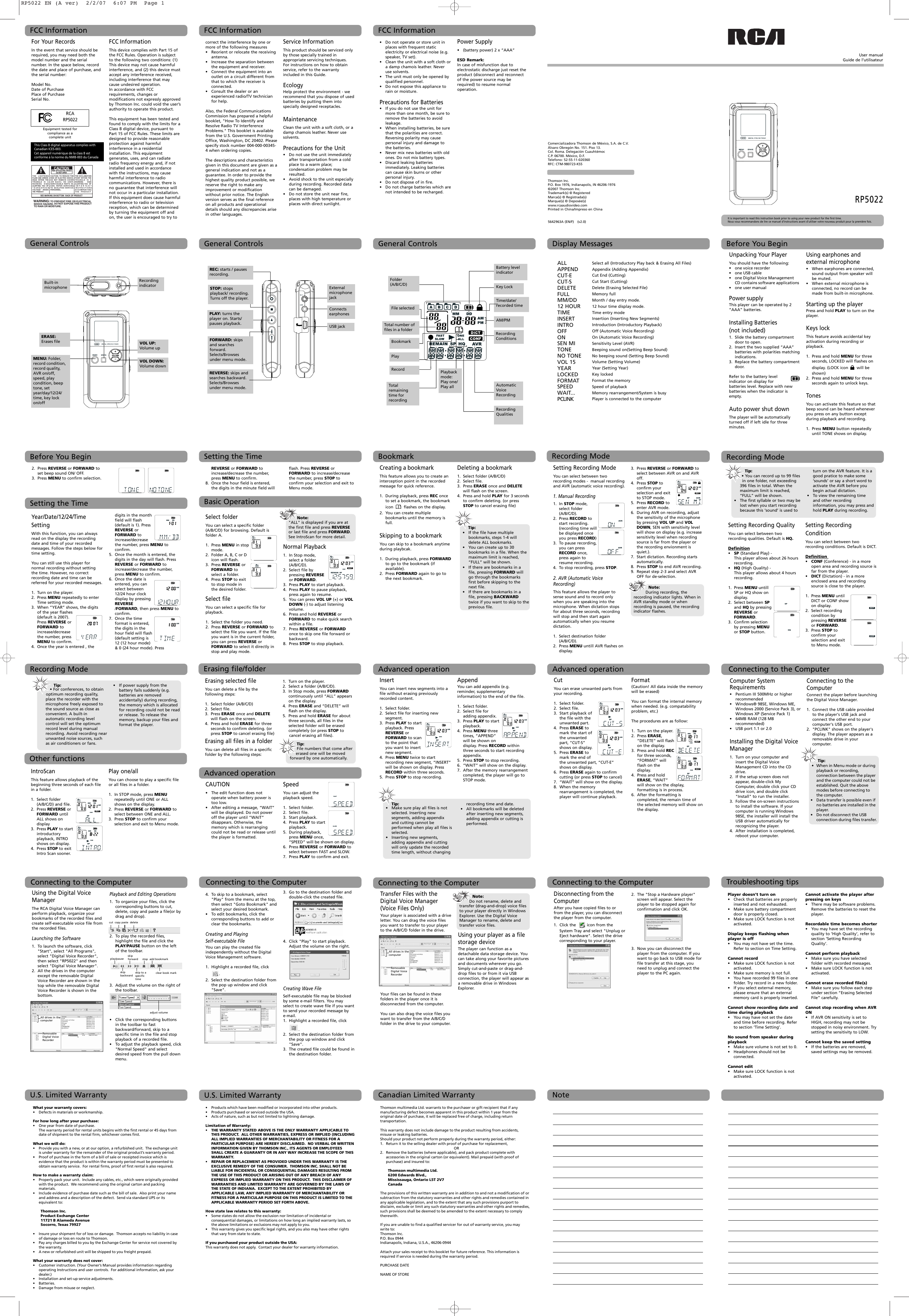 Page 1 of 1 - Rca Rca-Rp5022-Users-Manual- RP5022 EN (A Ver)  Rca-rp5022-users-manual