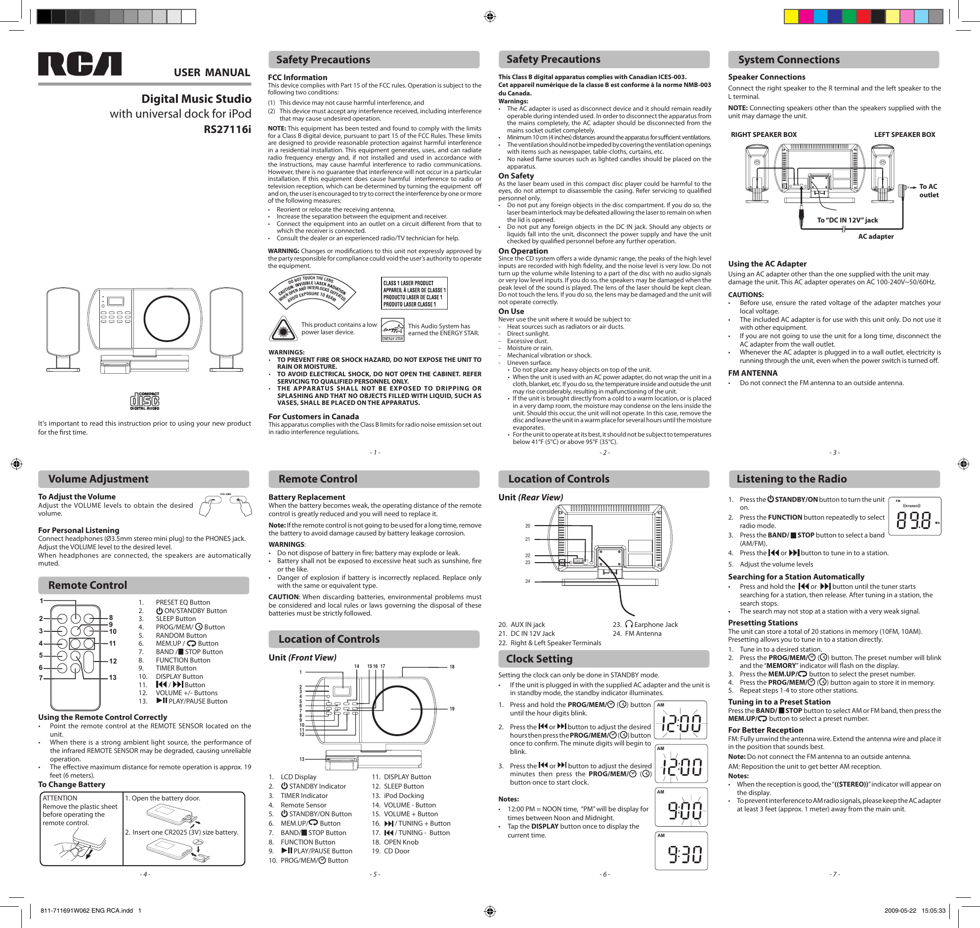 Page 1 of 2 - Rca Rca-Rs27116I-Owner-S-Manual