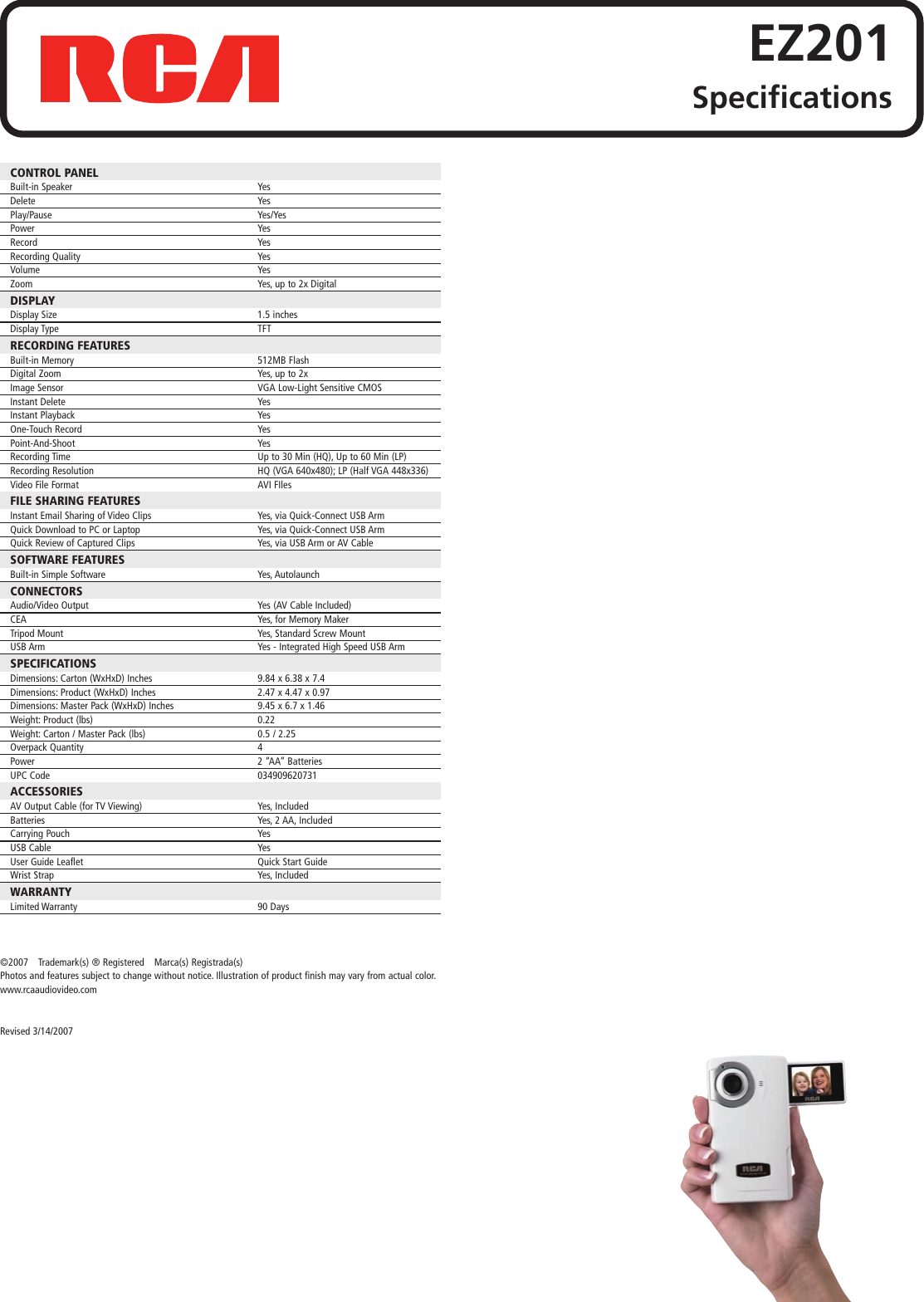Page 2 of 2 - Rca Rca-Small-Wonder-Ez201-Users-Manual-  Rca-small-wonder-ez201-users-manual