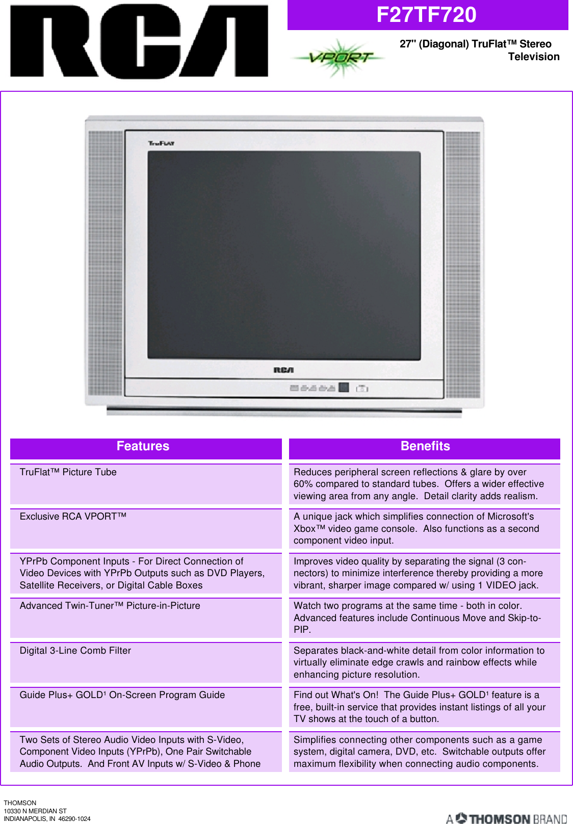 Page 1 of 2 - Rca Rca-Truflat-F27Tf720-Users-Manual-  Rca-truflat-f27tf720-users-manual