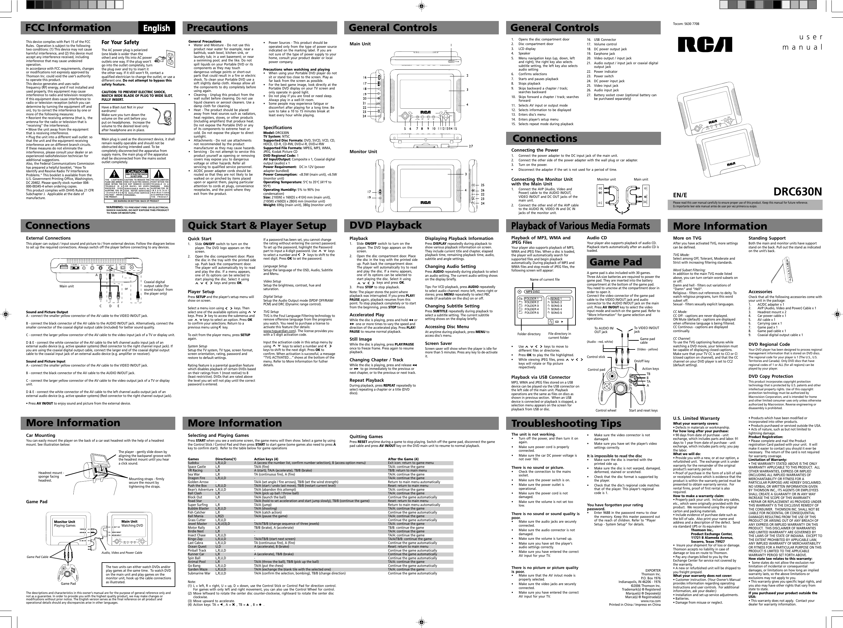 Page 1 of 1 - Rca Rca-User-Manual-Drc630N-Users-Manual- DRC630N_EN(US)  Rca-user-manual-drc630n-users-manual