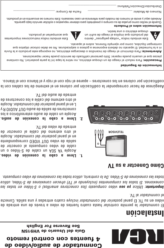 Page 12 of 12 - Rca Rca-Vh915-Users-Manual-  Rca-vh915-users-manual