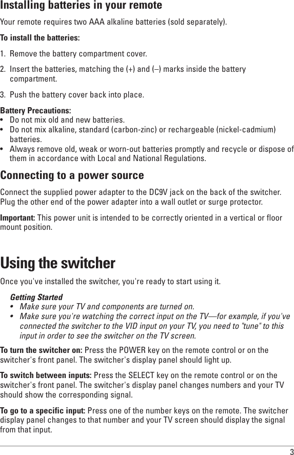 Page 3 of 12 - Rca Rca-Vh915-Users-Manual-  Rca-vh915-users-manual