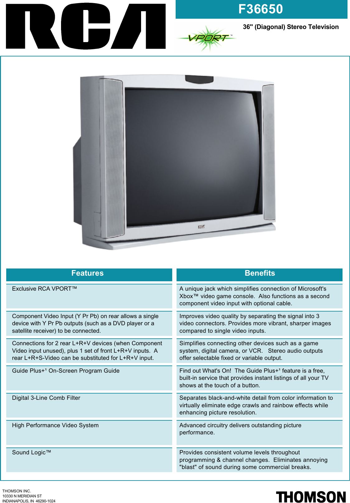 Page 1 of 2 - Rca Rca-Vport-F36650-Users-Manual- F36650  Rca-vport-f36650-users-manual