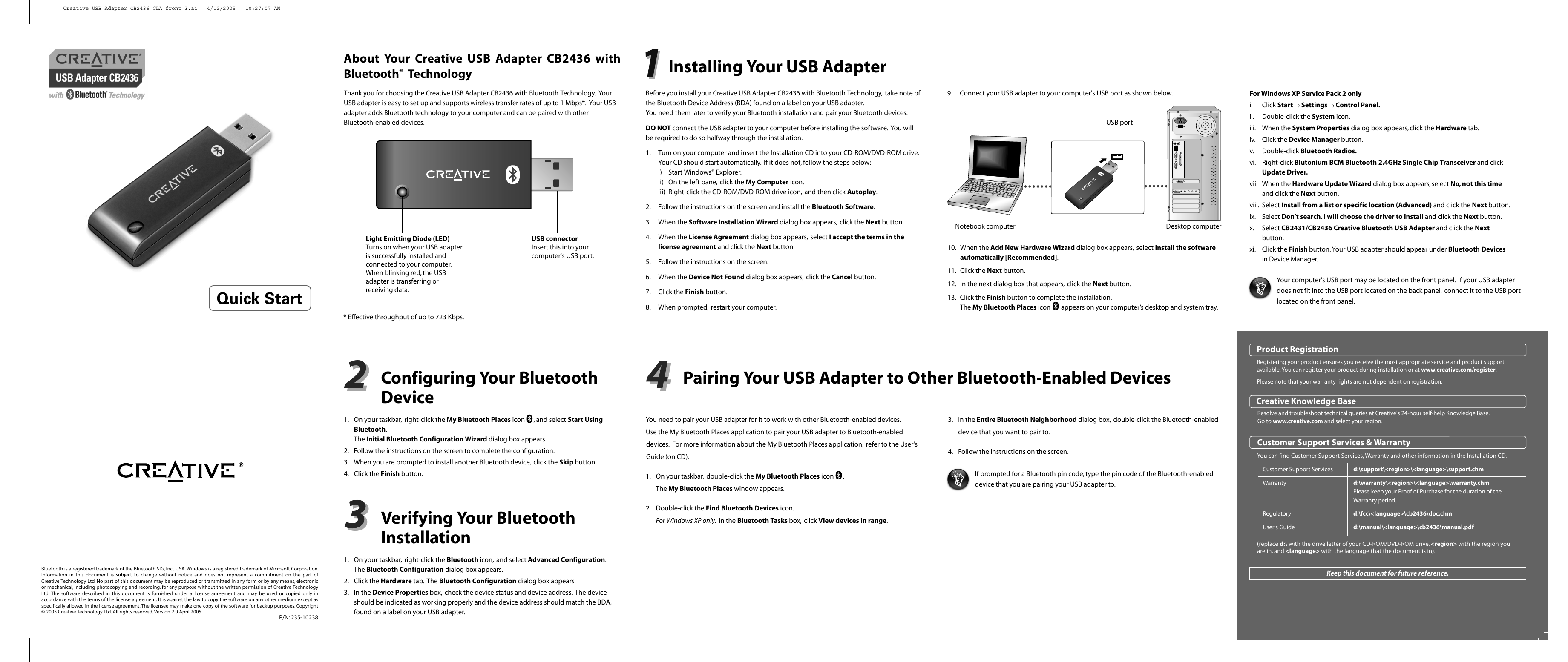 Page 1 of 1 - Ready-Set-Mount Ready-Set-Mount-Creative-Usb-Adapter-With-Bluetooth-Technology-Cb2436-Users-Manual- Creative USB Adapter CB2436_CLA_front 3  Ready-set-mount-creative-usb-adapter-with-bluetooth-technology-cb2436-users-manual