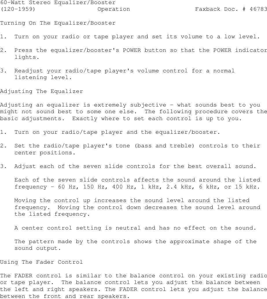 Page 7 of 9 - Realistic Realistic-120-1959-Users-Manual- 60-Watt Stereo Equalizer/Booster  Realistic-120-1959-users-manual