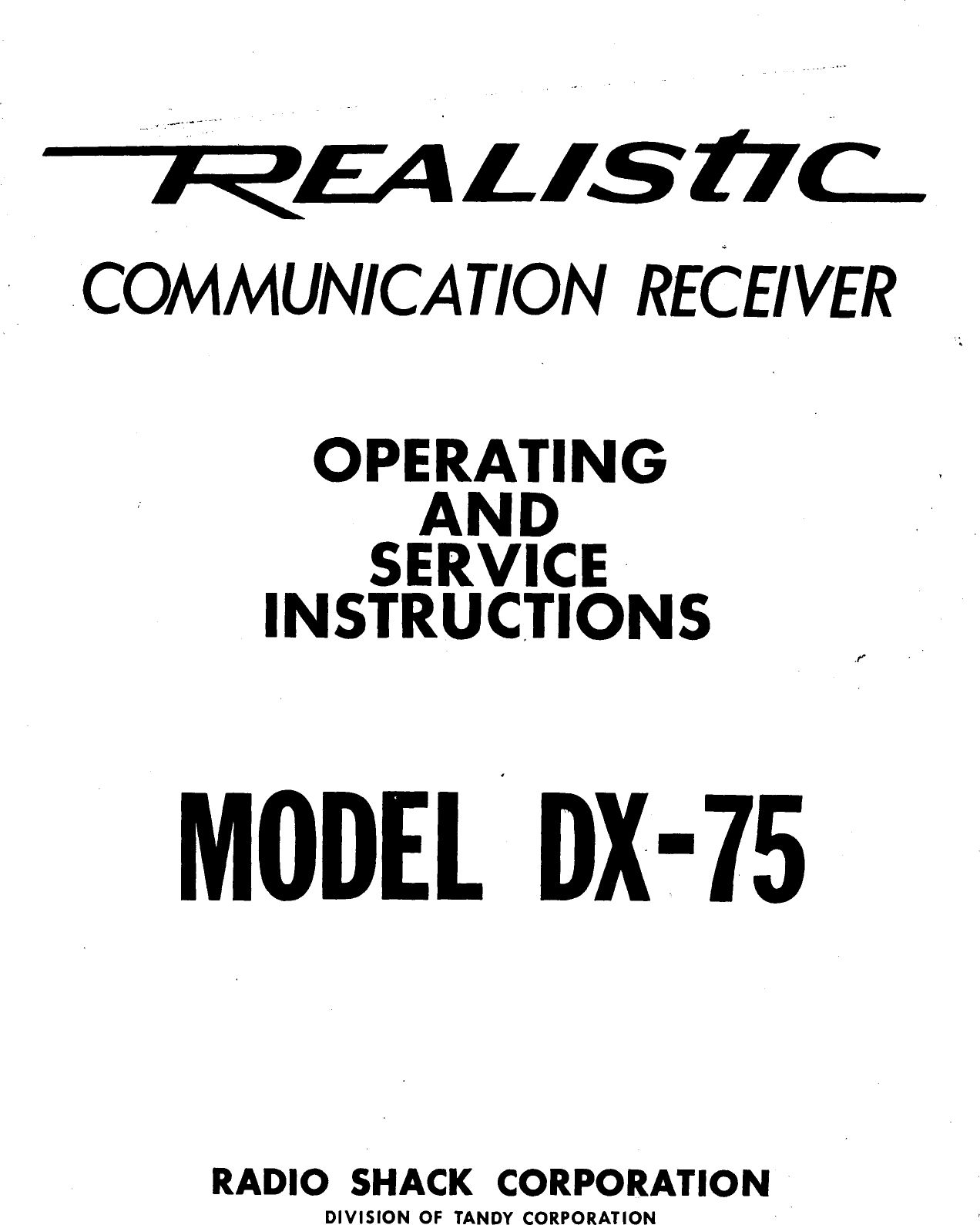 Realistic Marine Radio Dx 75 Users Manual