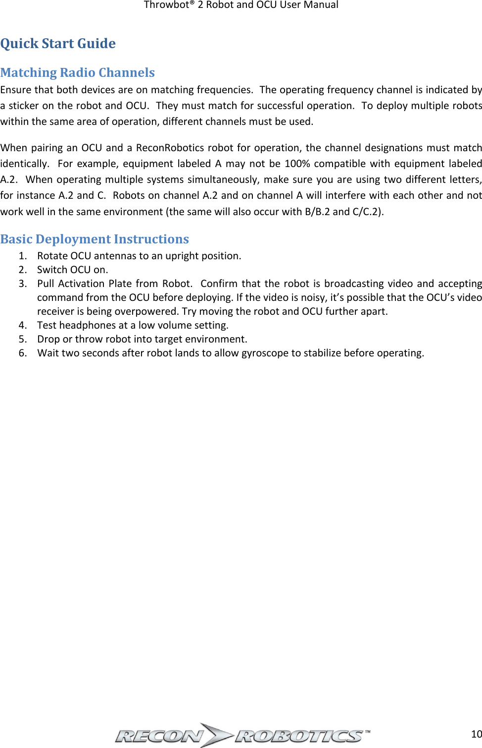 Page 11 of ReconRobotics RSK2018-01 Throwbot 2 User Manual Rev 1 1