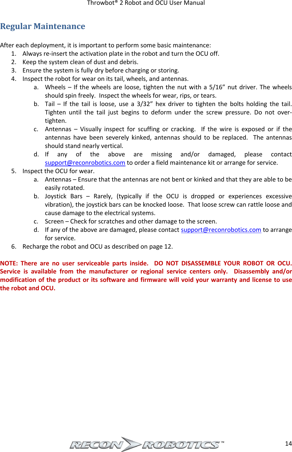 Page 15 of ReconRobotics RSK2018-01 Throwbot 2 User Manual Rev 1 1