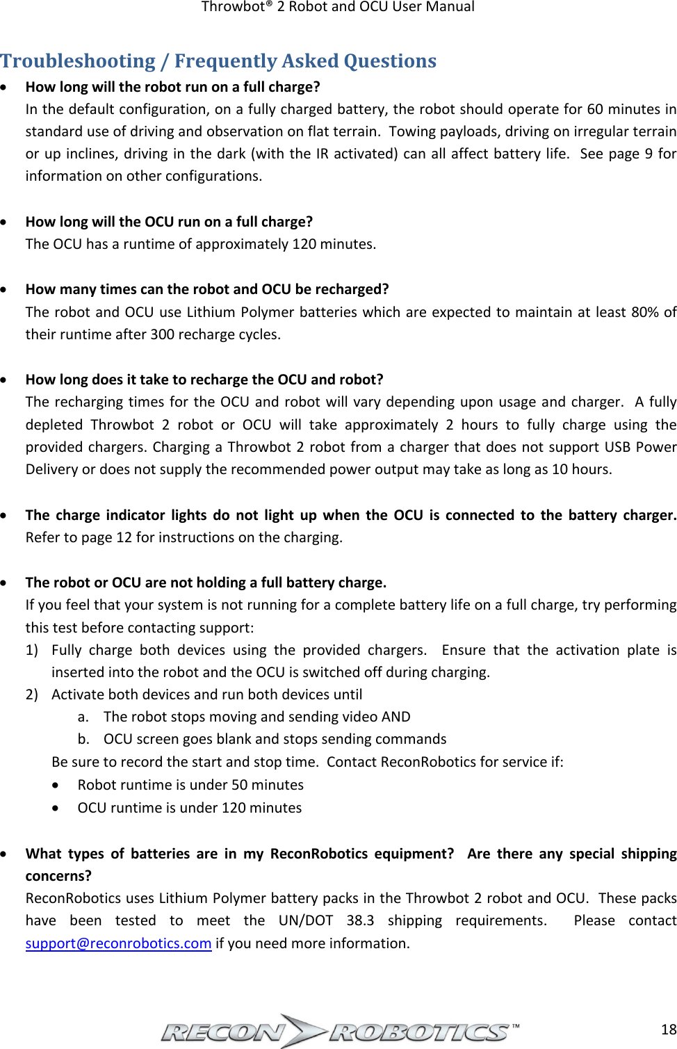 Page 19 of ReconRobotics RSK2018-01 Throwbot 2 User Manual Rev 1 1