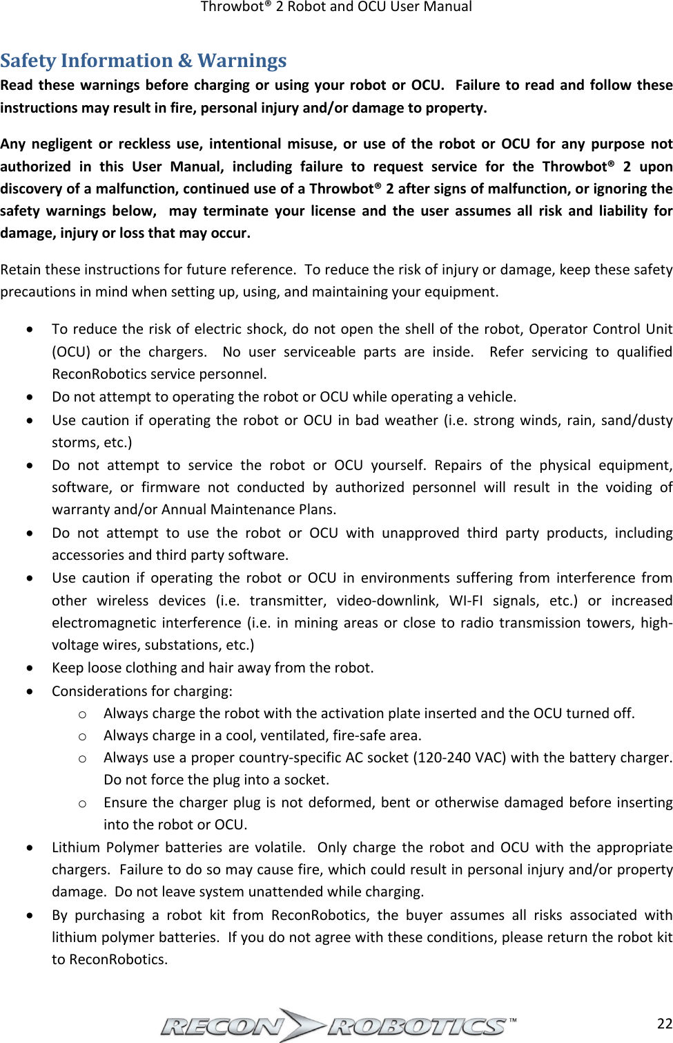 Page 23 of ReconRobotics RSK2018-01 Throwbot 2 User Manual Rev 1 1