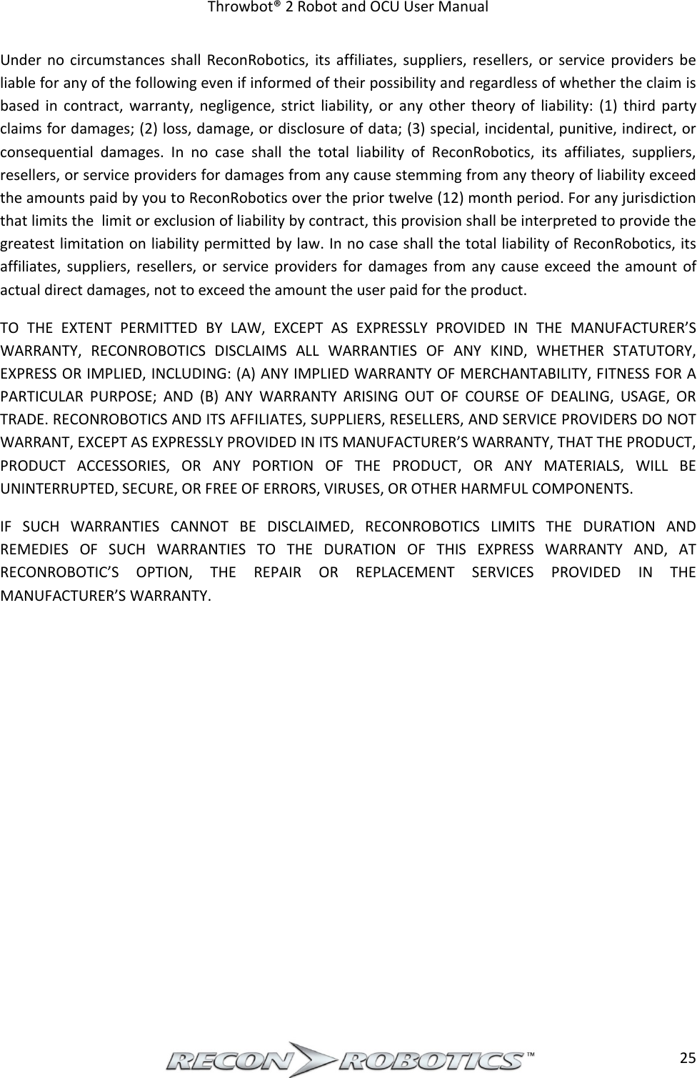 Page 26 of ReconRobotics RSK2018-01 Throwbot 2 User Manual Rev 1 1