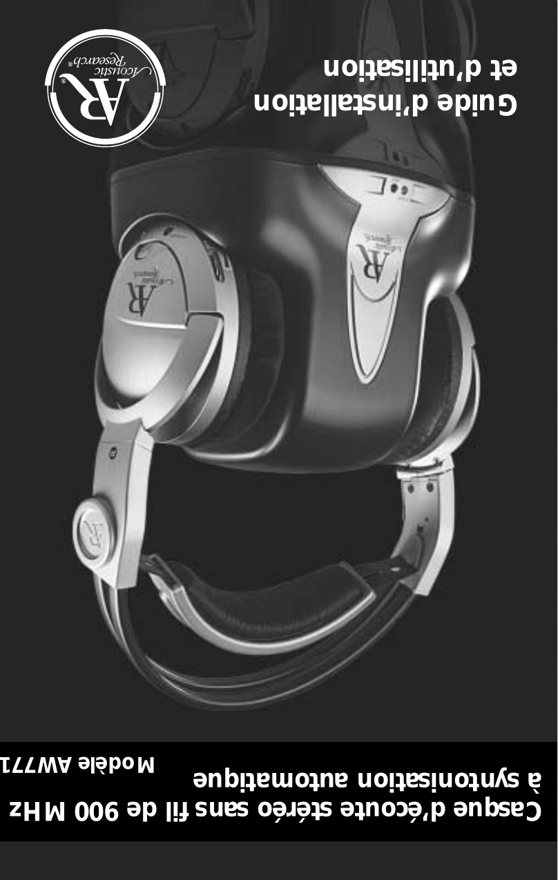 Casque d&rsquo;&eacute;coute st&eacute;r&eacute;o sans fil de 900 MHz&agrave; syntonisation automatique Mod&egrave;le AW771Guide d&rsquo;installation et d&rsquo;utilisation