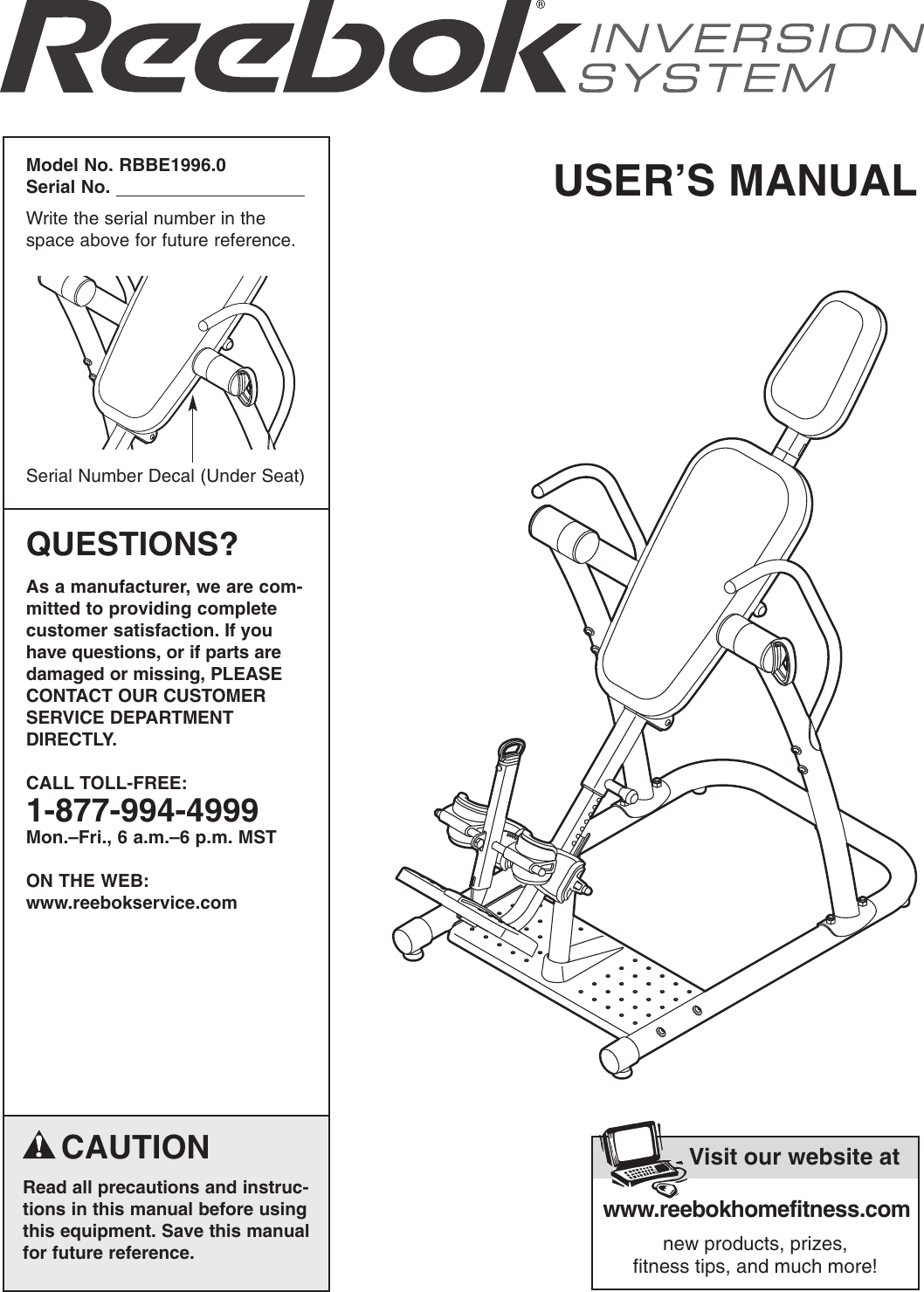 reebok inversion table instructions