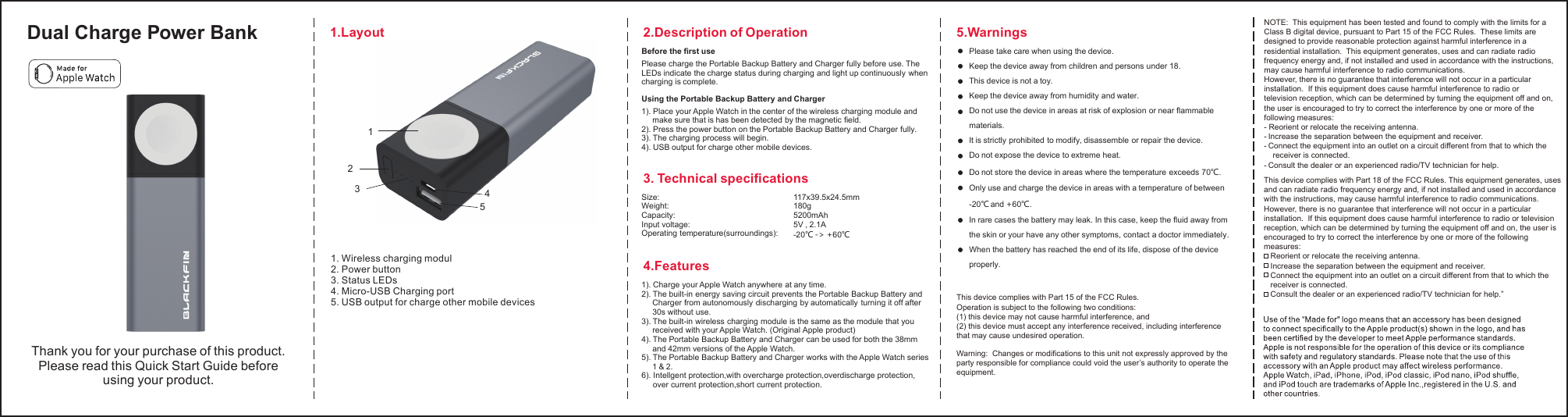 Page 1 of Reflying Electronic AW002-PB Dual Charge Power Bank User Manual                      1
