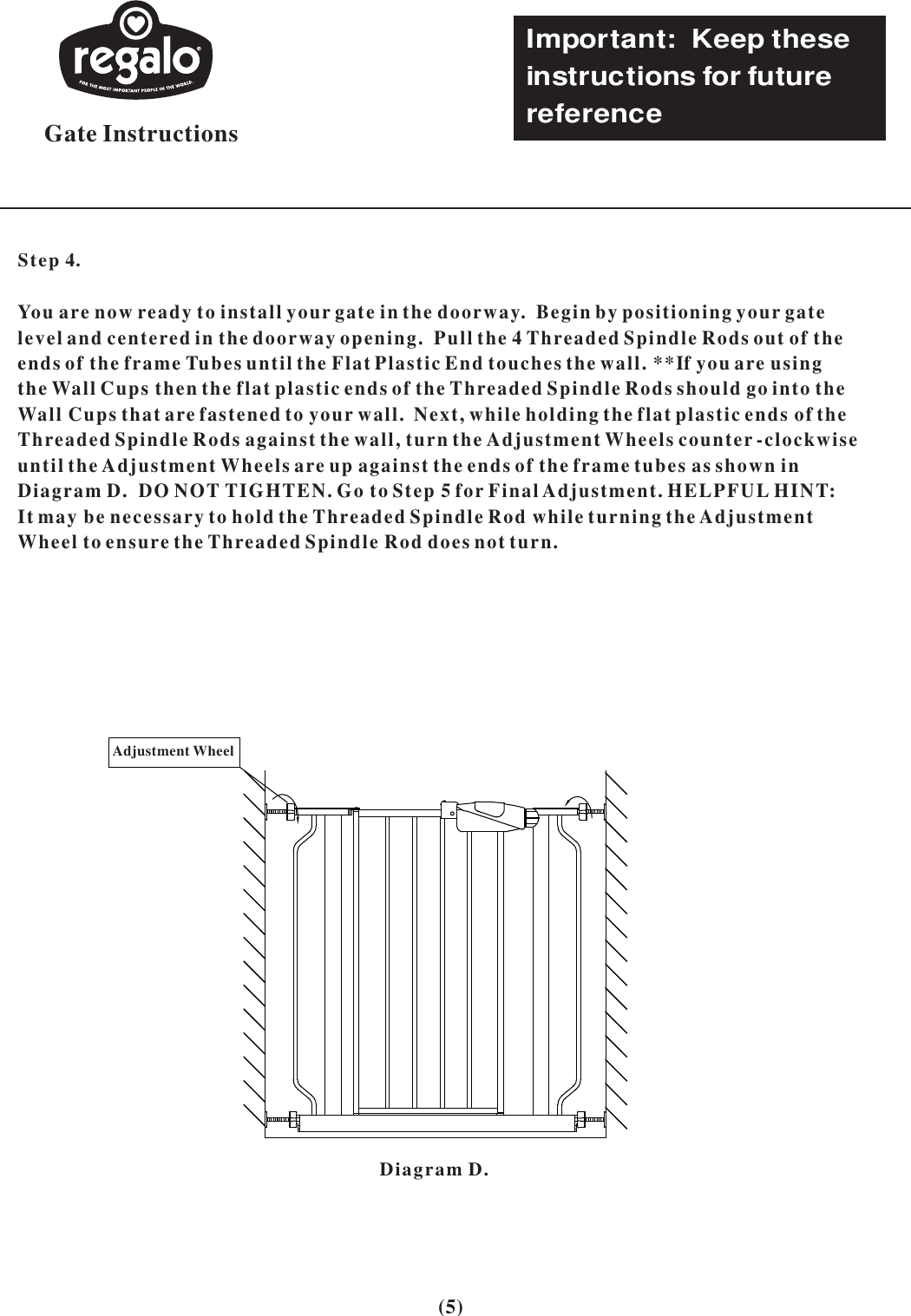 Page 5 of 9 - Regalo Regalo-Safety-Gate-Users-Manual- Gate Instructions  Regalo-safety-gate-users-manual