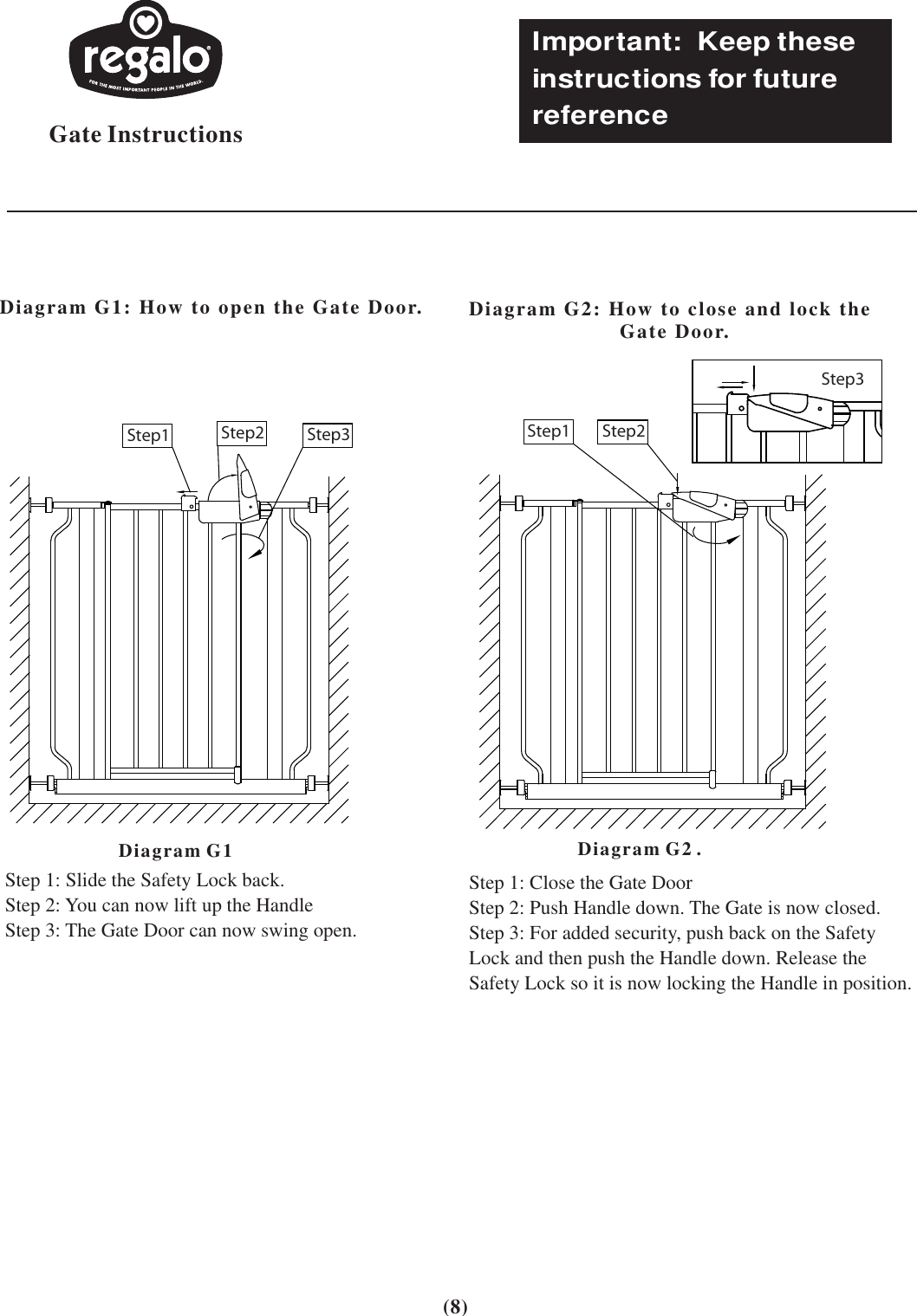 Page 8 of 9 - Regalo Regalo-Safety-Gate-Users-Manual- Gate Instructions  Regalo-safety-gate-users-manual