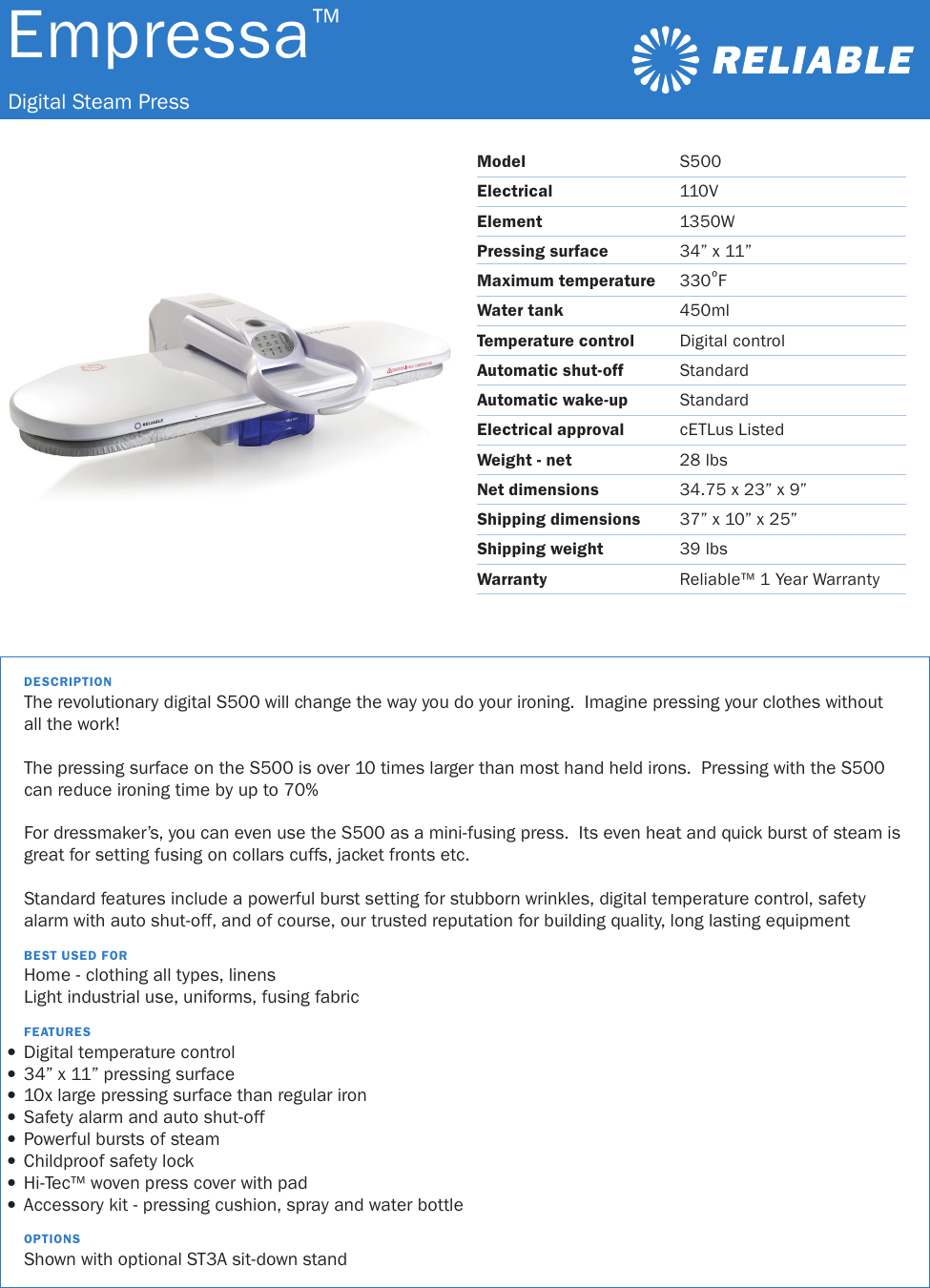 Page 1 of 1 - Reliable Reliable-Empressa-S500-Users-Manual- S500  Reliable-empressa-s500-users-manual