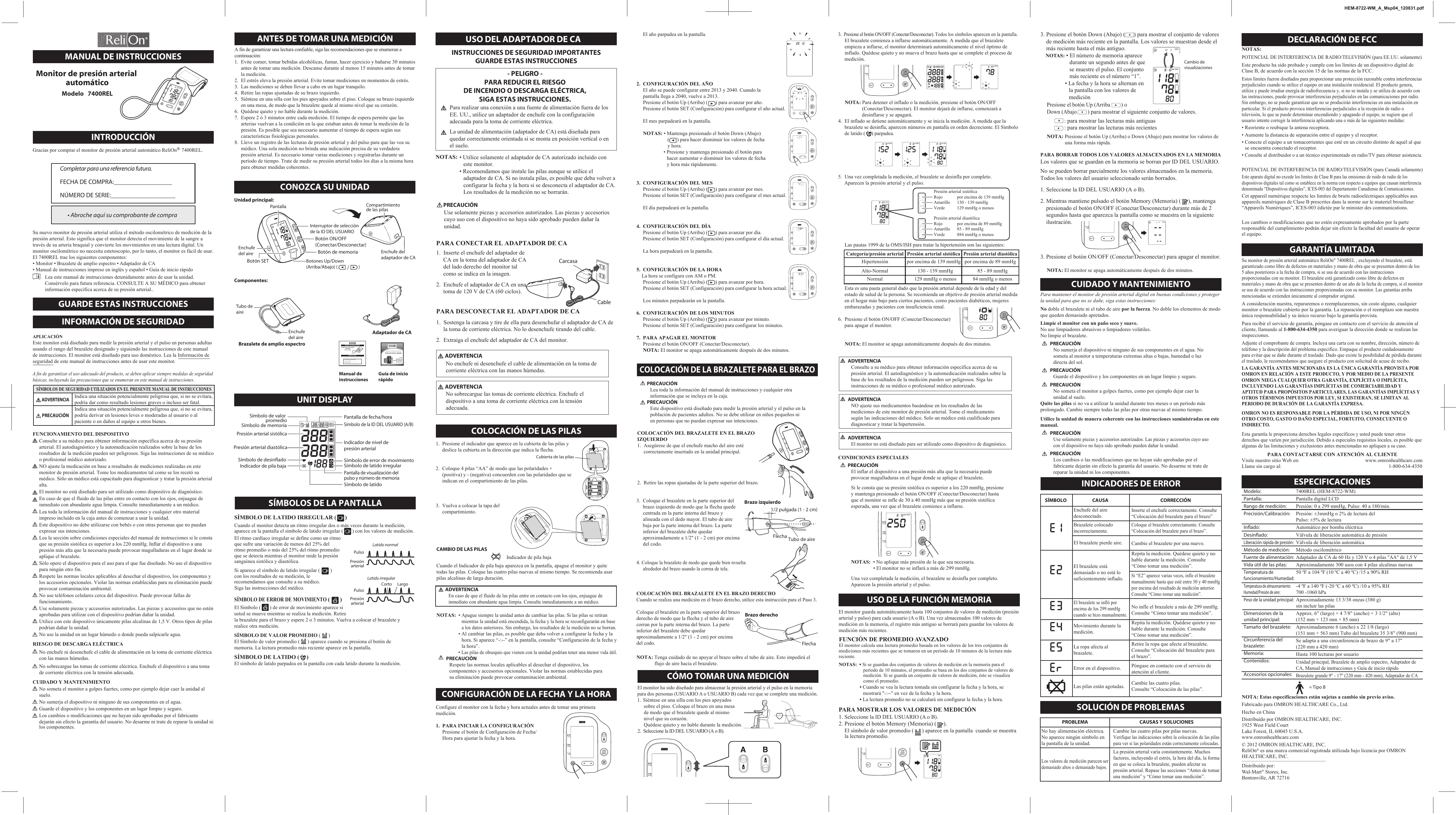 Page 2 of 2 - Relion Relion-Bp300-Owner-S-Manual 0831_HEM-8722-WM_A_M02_Eng