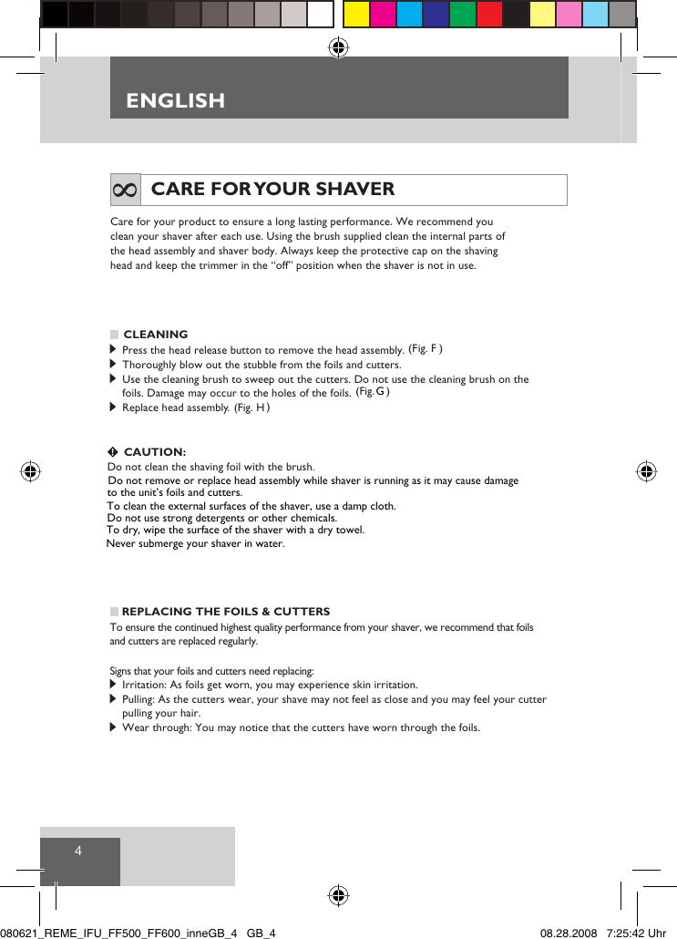 Page 6 of 9 - Remington Remington-Dual-Foil-Shaver-F-3790-Users-Manual- 080621_REME_IFU_FF500_FF600_innen  Remington-dual-foil-shaver-f-3790-users-manual