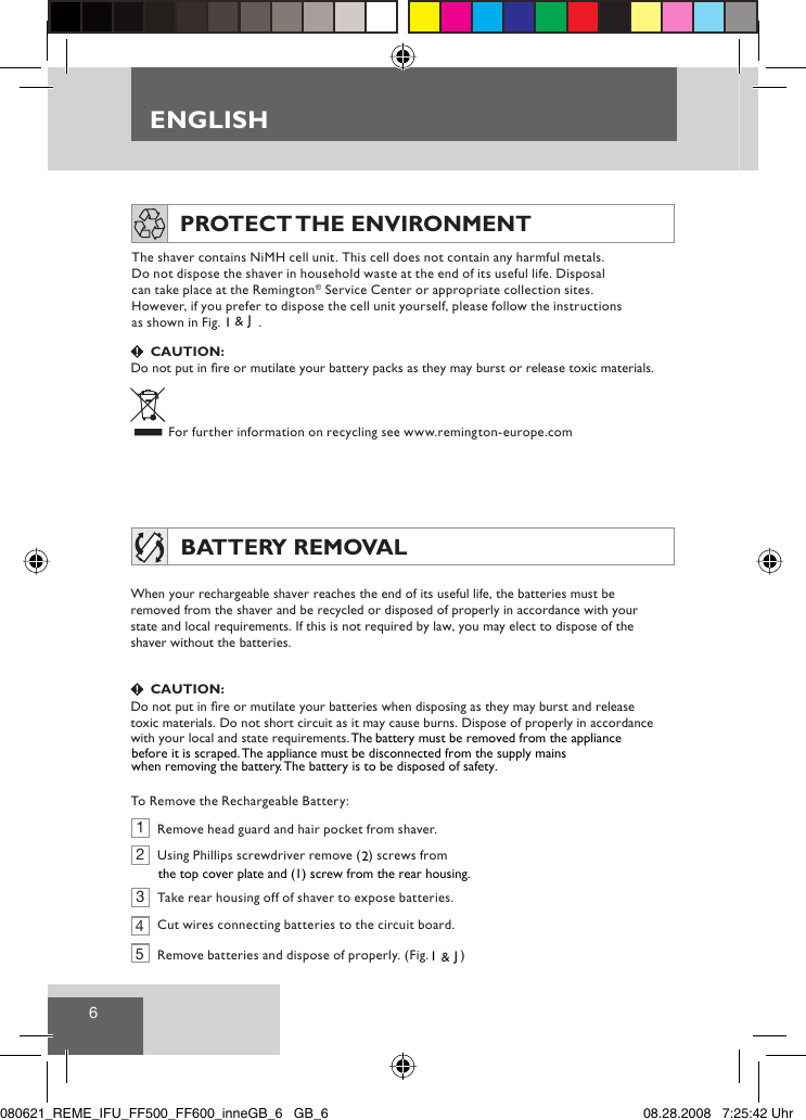 Page 8 of 9 - Remington Remington-Dual-Foil-Shaver-F-3790-Users-Manual- 080621_REME_IFU_FF500_FF600_innen  Remington-dual-foil-shaver-f-3790-users-manual