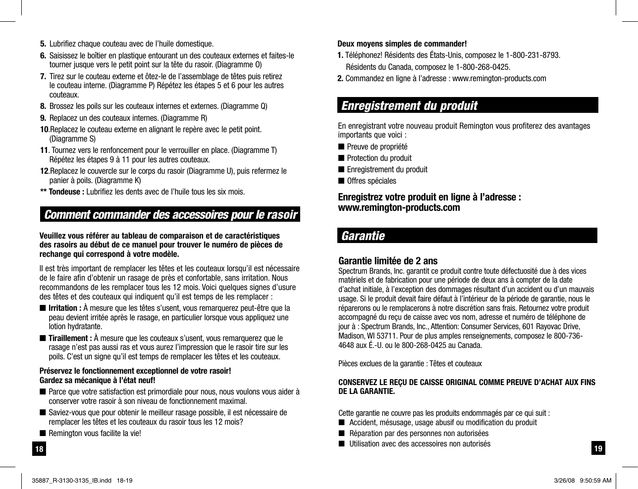 Page 10 of 11 - Remington Remington-Electric-Shaver-R-3130-Users-Manual- 35887_R-3130-3135_IB  Remington-electric-shaver-r-3130-users-manual