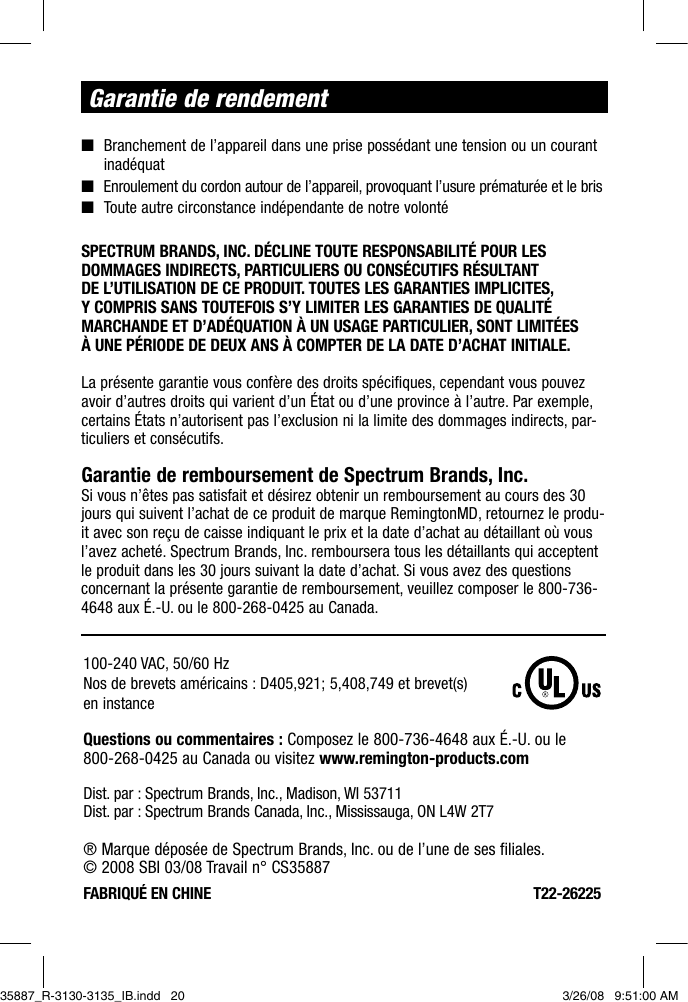 Page 11 of 11 - Remington Remington-Electric-Shaver-R-3130-Users-Manual- 35887_R-3130-3135_IB  Remington-electric-shaver-r-3130-users-manual