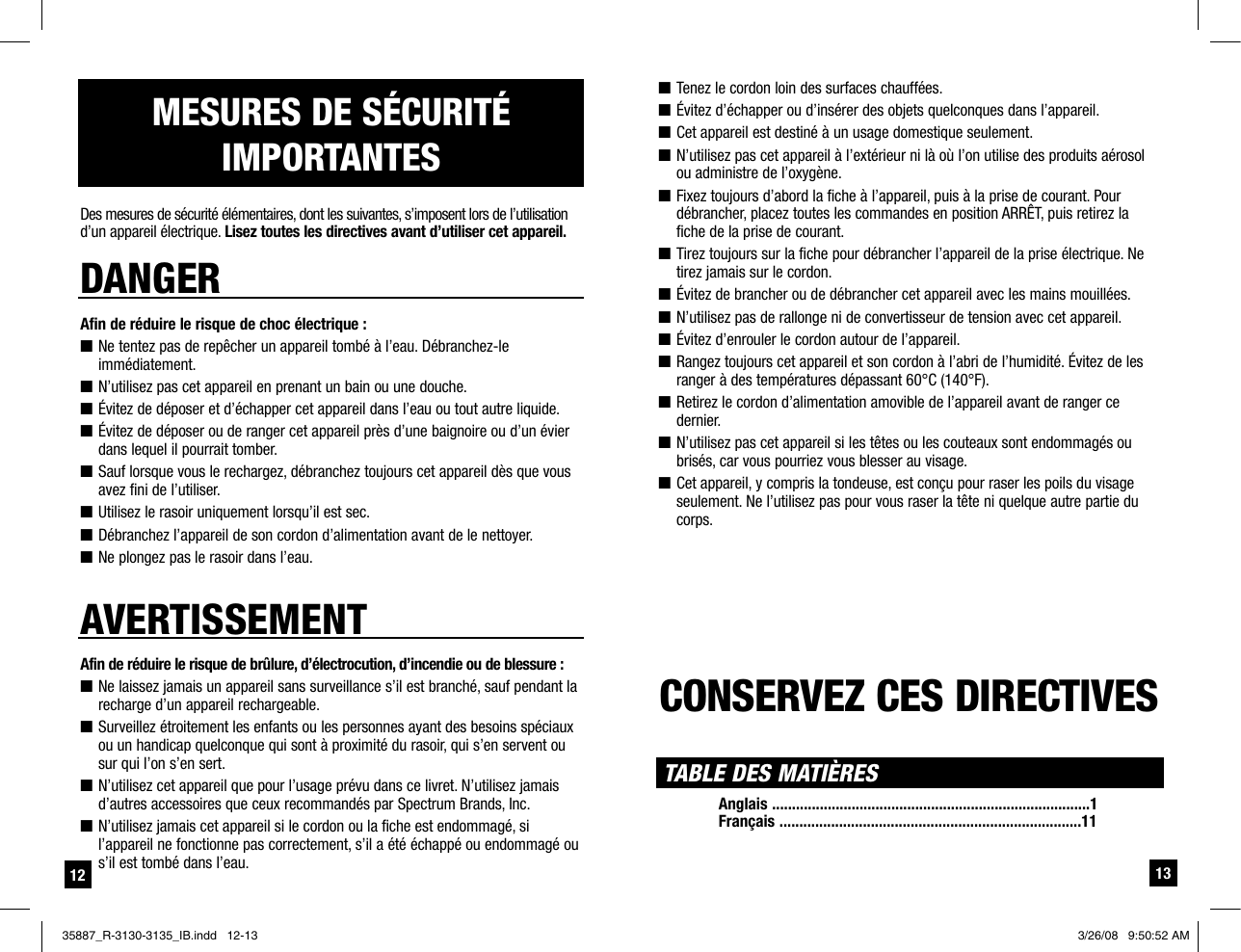 Page 7 of 11 - Remington Remington-Electric-Shaver-R-3130-Users-Manual- 35887_R-3130-3135_IB  Remington-electric-shaver-r-3130-users-manual