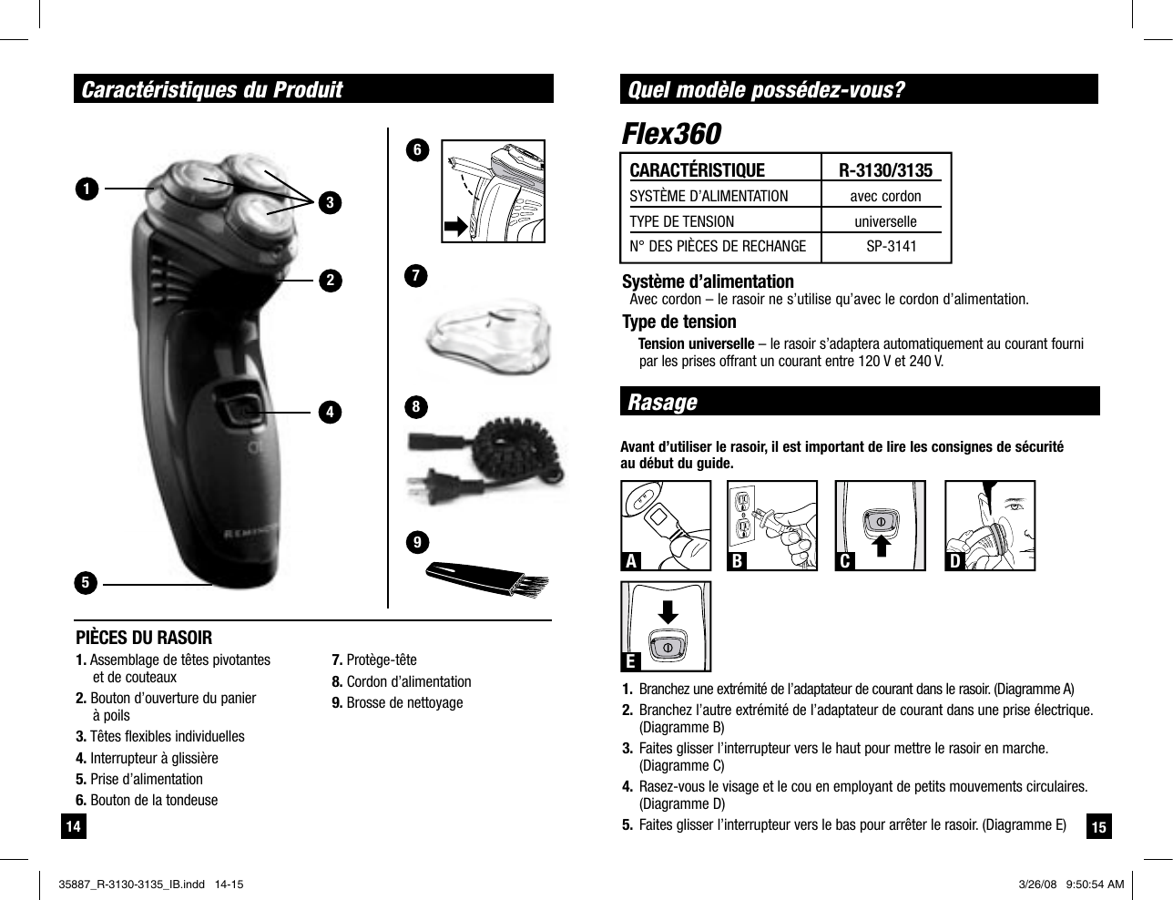 Page 8 of 11 - Remington Remington-Electric-Shaver-R-3130-Users-Manual- 35887_R-3130-3135_IB  Remington-electric-shaver-r-3130-users-manual