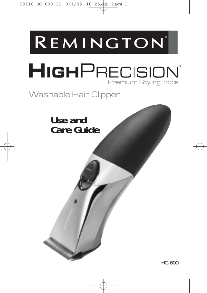 Remington Hc 600 Users Manual 28116 Hc 600 Ib