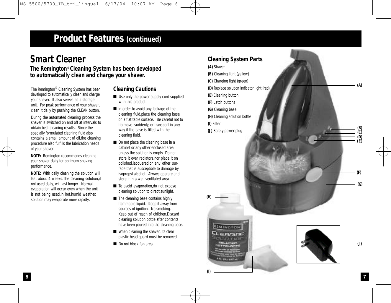 Page 4 of 8 - Remington Remington-Ms-5500-Users-Manual- Titanium Microscreen Ultra Shavers Use And Care Guide  Remington-ms-5500-users-manual